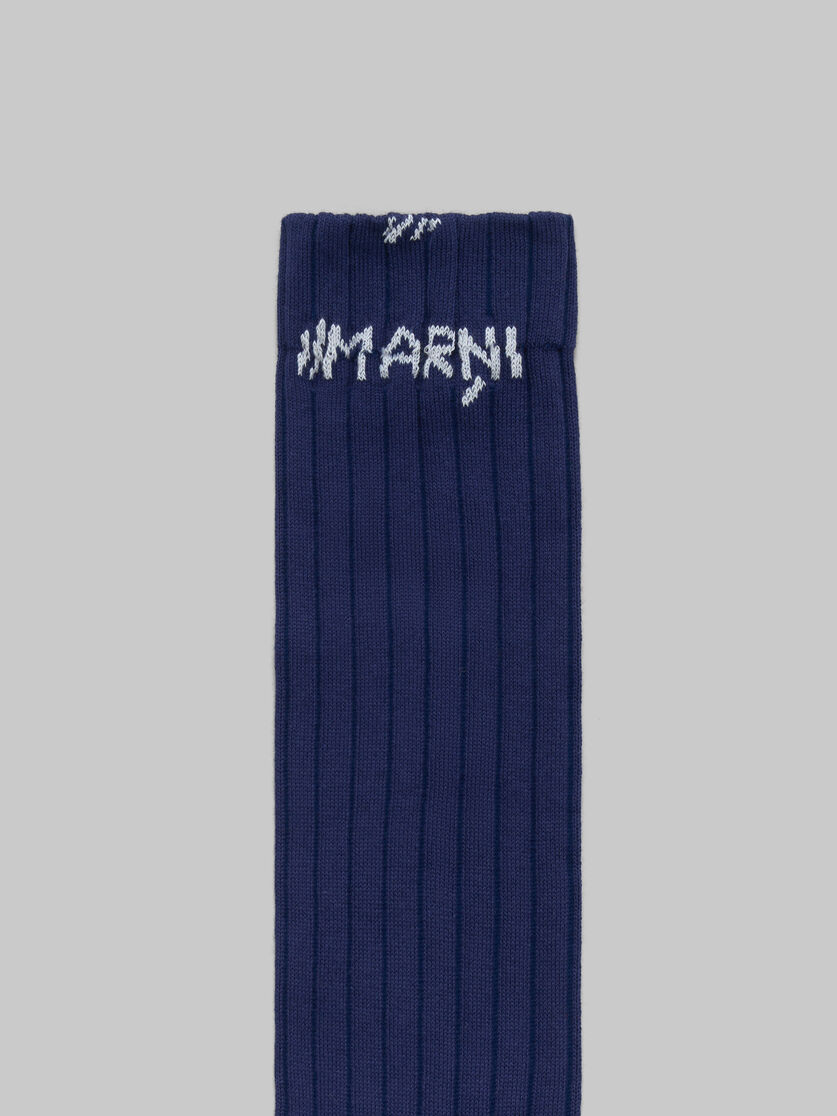 Chaussettes en coton côtelé bleu clair avec effet raccommodé Marni - Chaussettes - Image 3