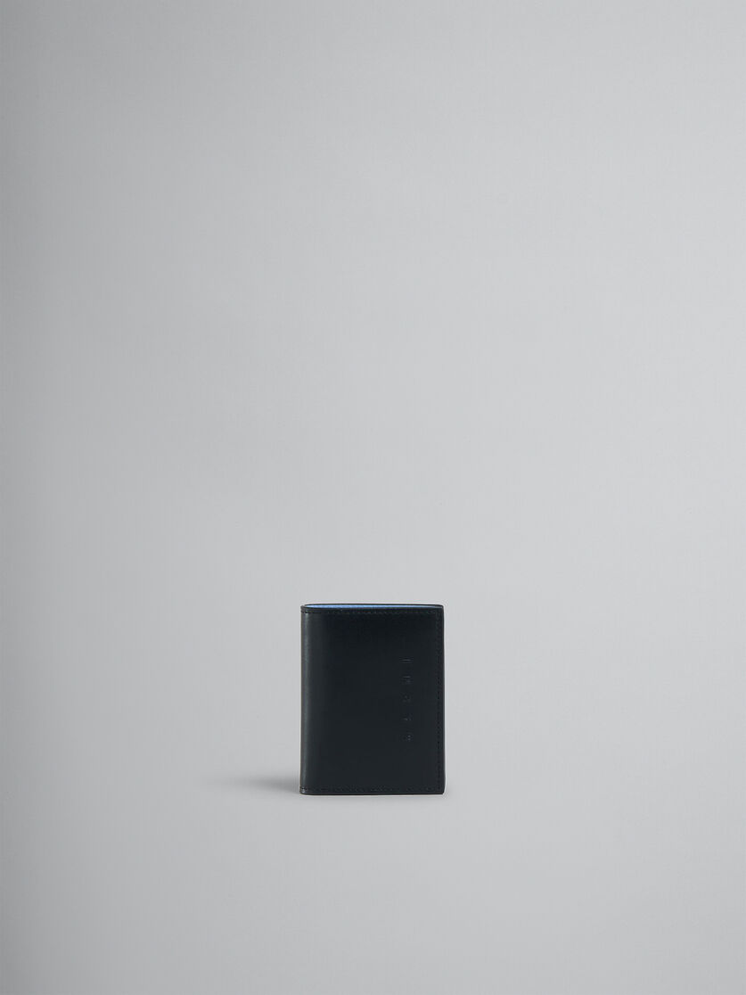 Portafoglio bi-fold in pelle blu con logo Marni in rilievo - Portafogli - Image 1