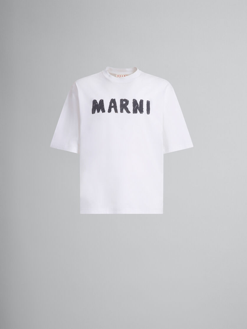 White organic cotton t-shirt with Marni logo - Shirts - Image 1