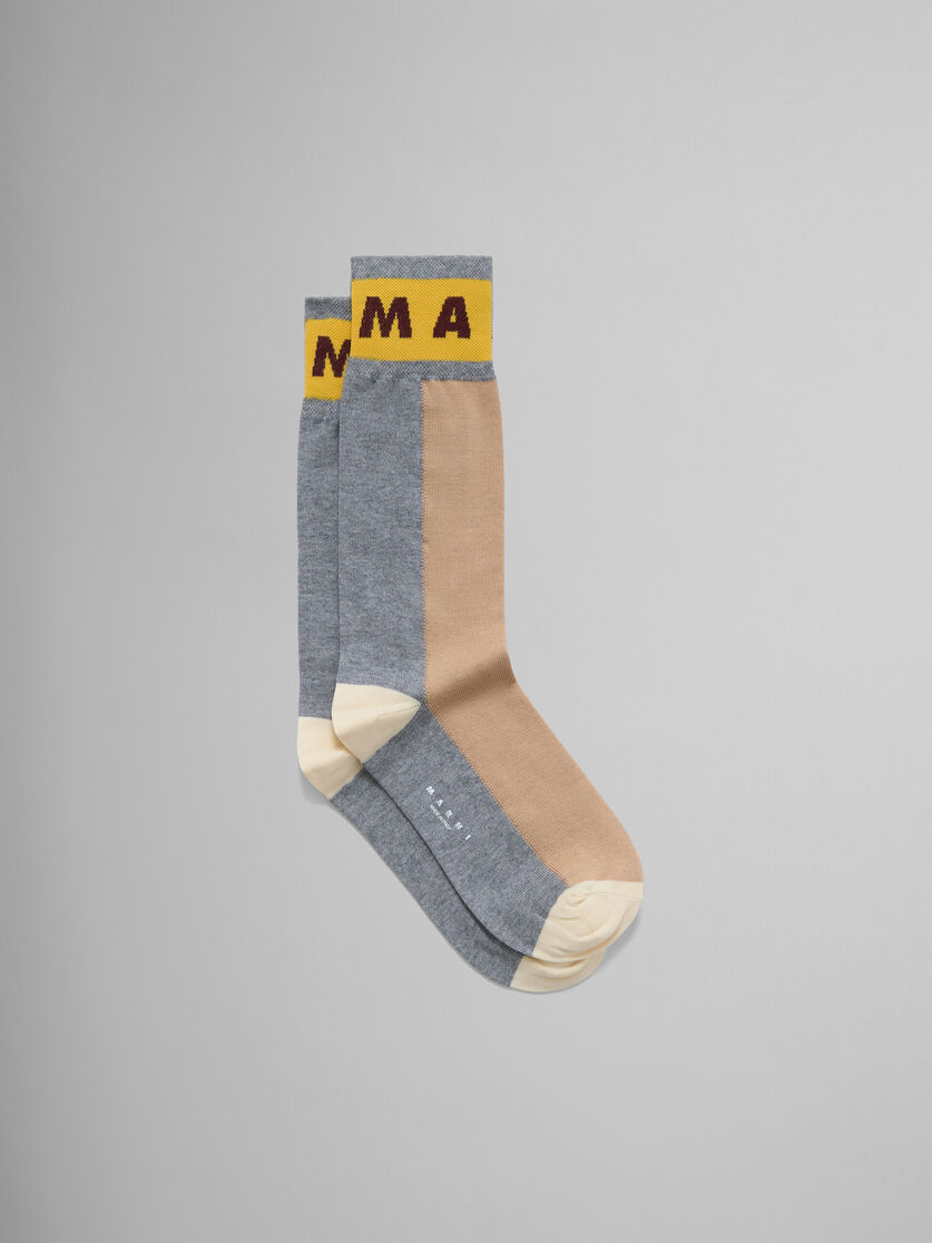 Chaussettes en coton bleu color-block - Chaussettes - Image 1