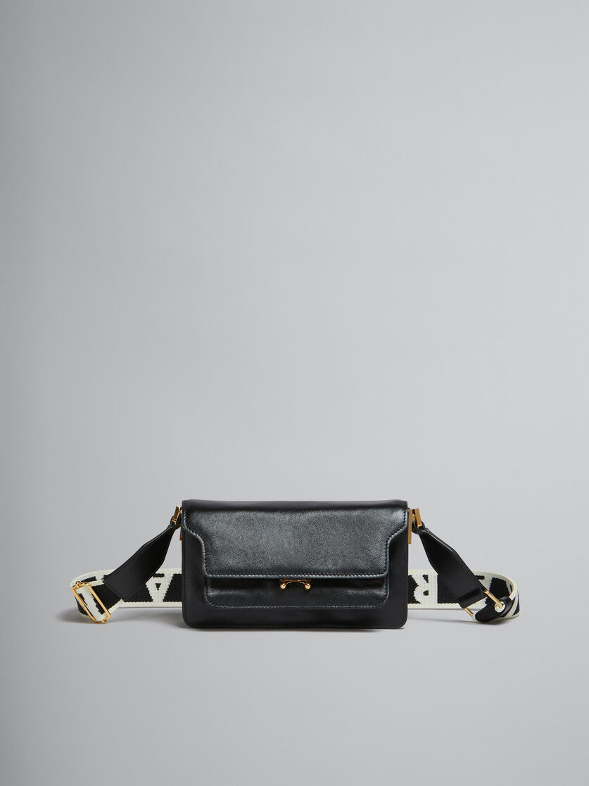 Brown leather E/W Soft Trunk Bag with logo strap - Shoulder Bag - Image 1