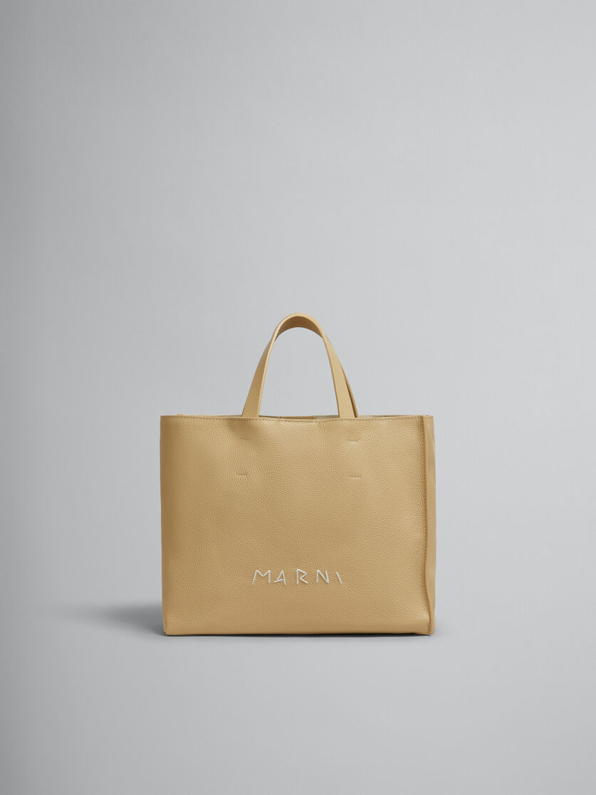 Black leather Museo Soft tote bag with Marni mending - Shopping Bags - Image 1