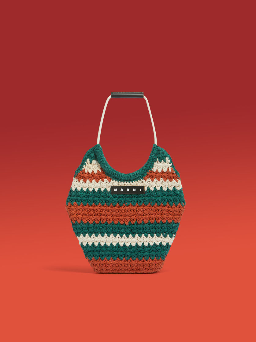 Brown striped cotton crochet MARNI MARKET handbag - Shopping Bags - Image 1