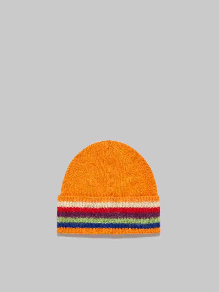 Gorro naranja de lana con vuelta a rayas - Sombrero - Image 2