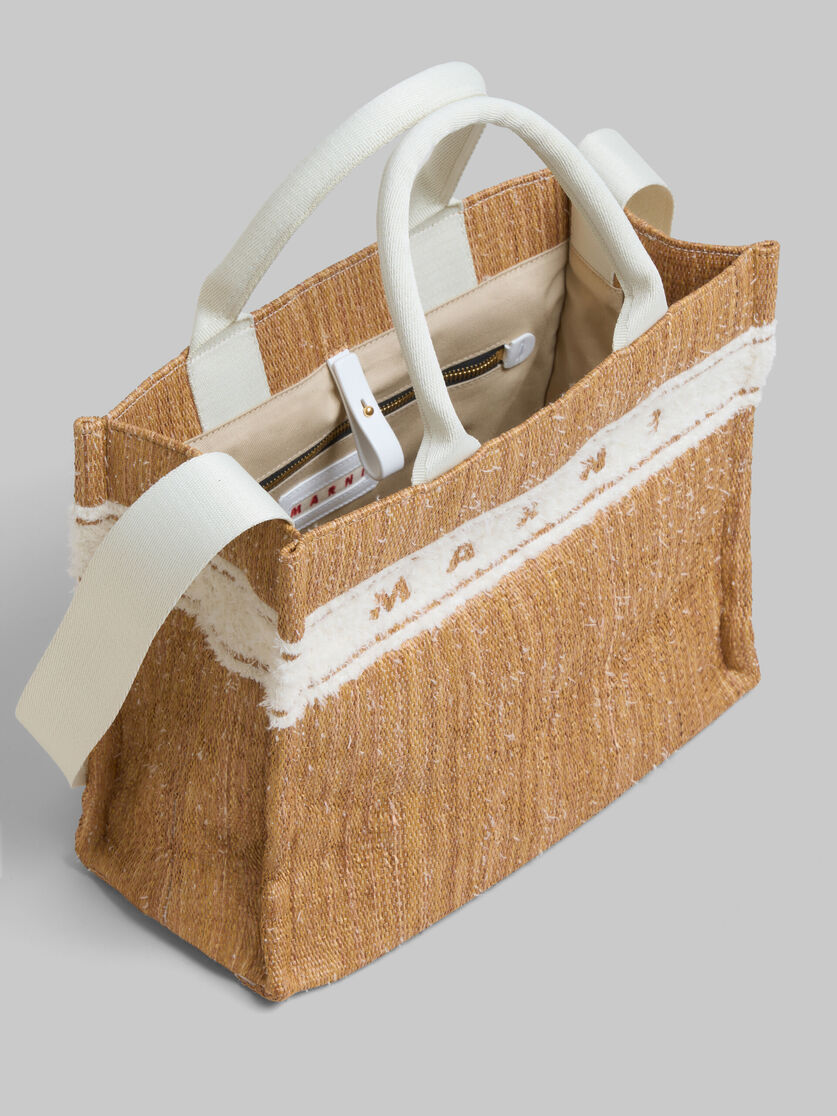 Tote Bag piccola in tessuto effetto rafia écru con logo trapuntato - Borse shopping - Image 4
