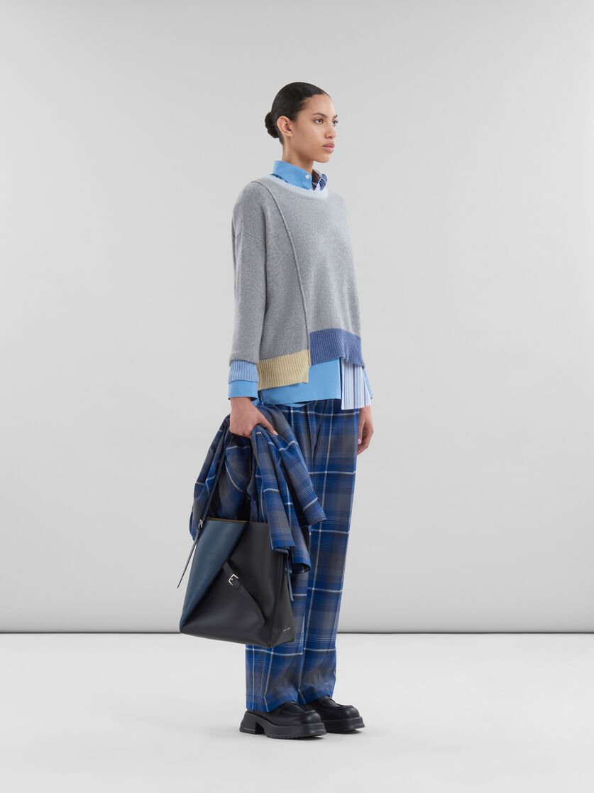 Blue checked virgin wool pleated trousers - Pants - Image 5