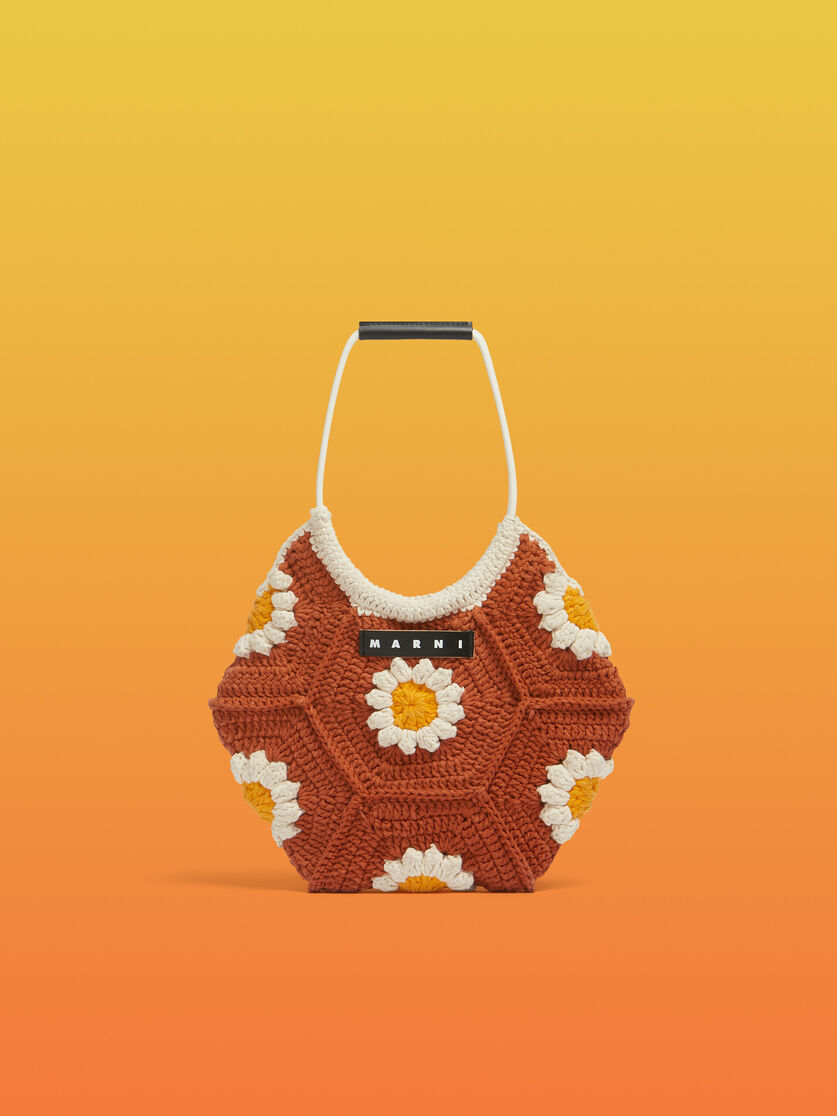Blue flower cotton crochet MARNI MARKET handbag - Shopping Bags - Image 1
