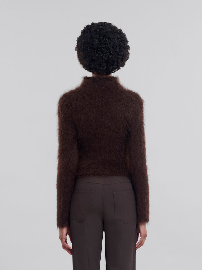 Brushed brown mohair turtleneck - Pullovers - Image 3