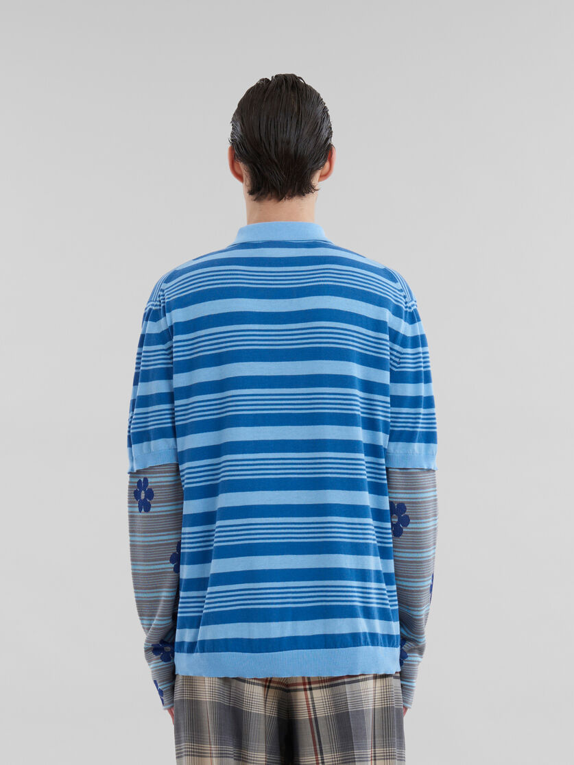 Blue striped cotton polo shirt with Marni mending - Shirts - Image 3
