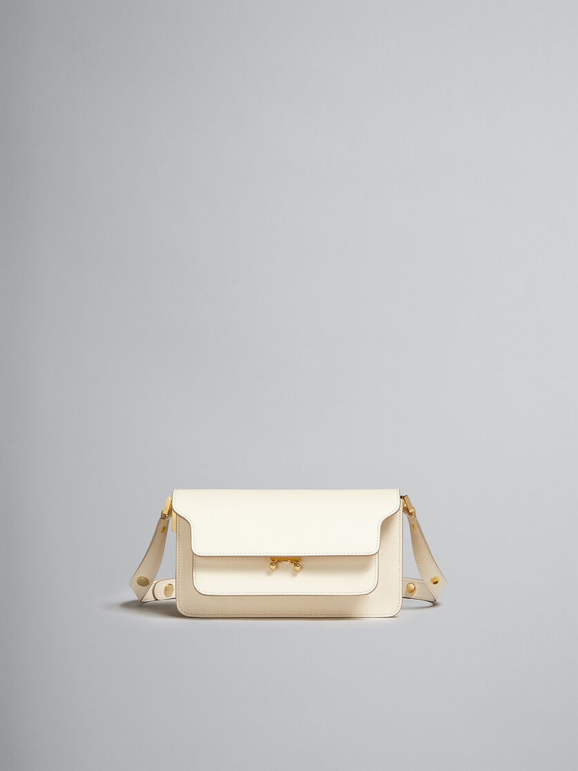 Sac Trunk horizontal en cuir Saffiano blanc - Sacs portés épaule - Image 1