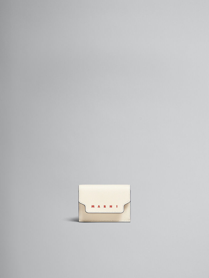 ホワイト サフィアーノレザー三つ折りウォレット - 財布 - Image 1