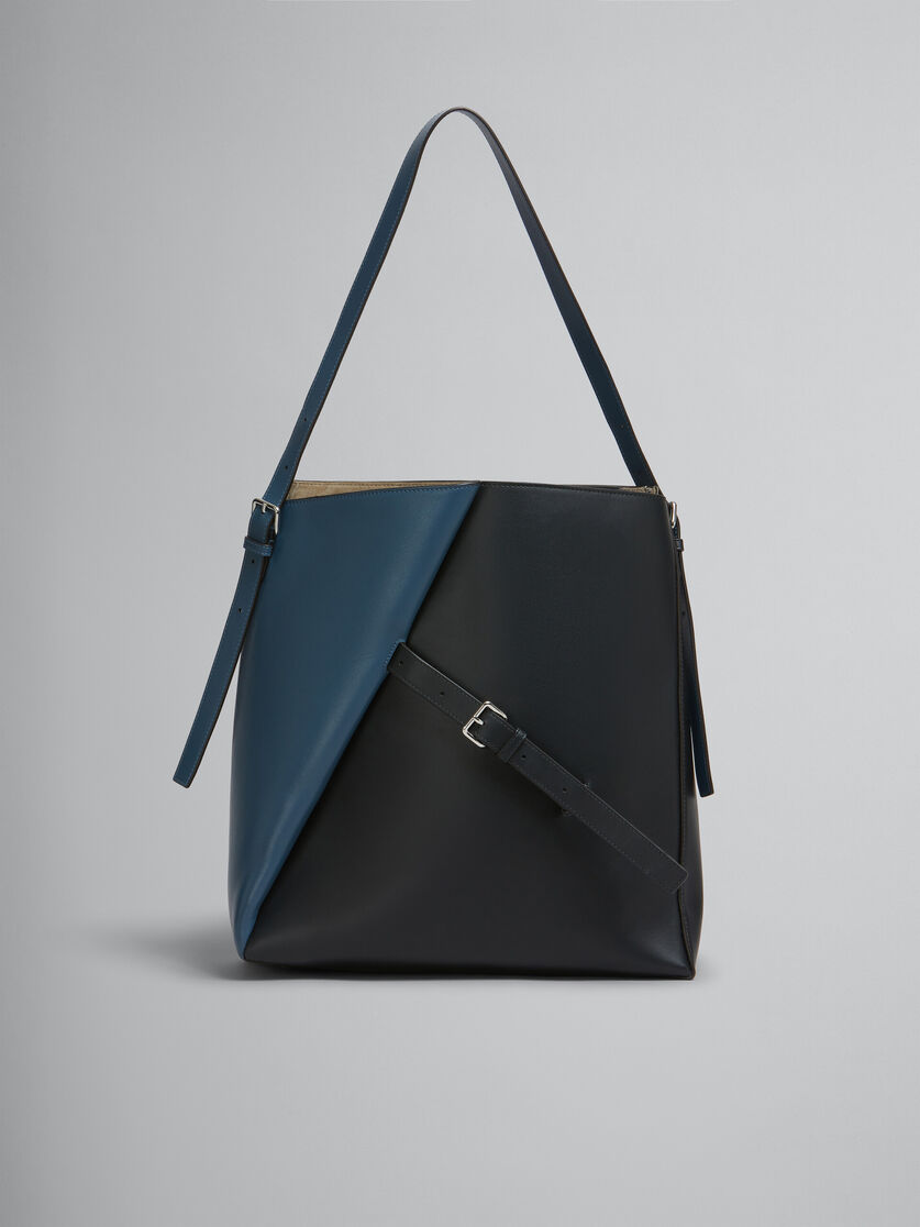 Deep blue and black leather Reverse hobo bag - Shoulder Bags - Image 1