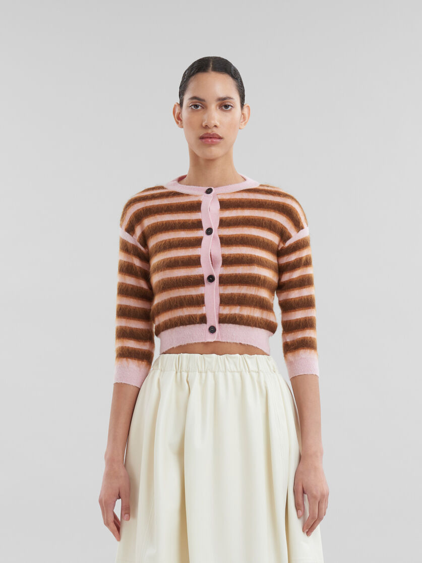 Pink striped wool-mohair cardigan - Pullovers - Image 2