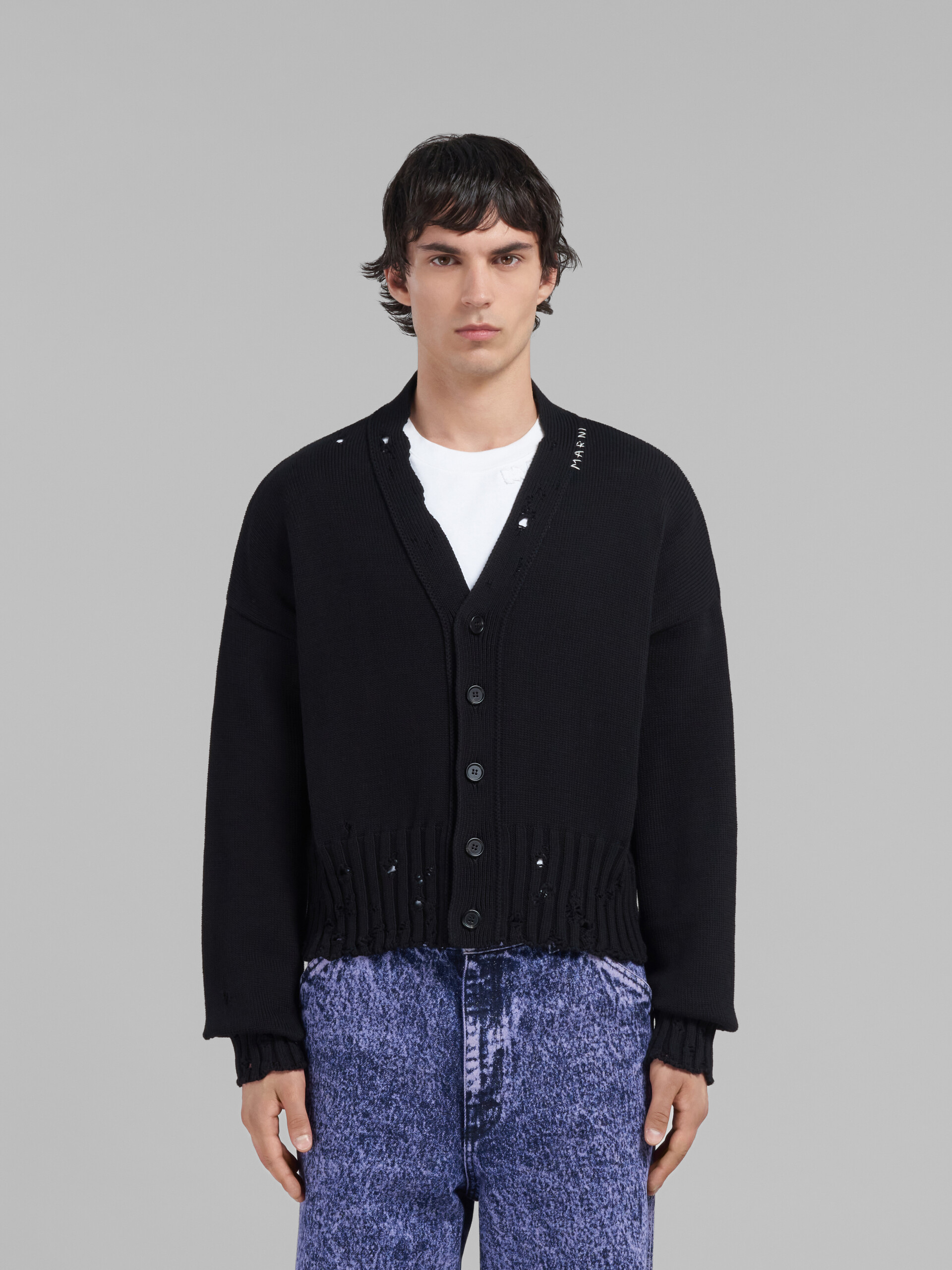 Cardigan in cotone nero - Pullover - Image 2