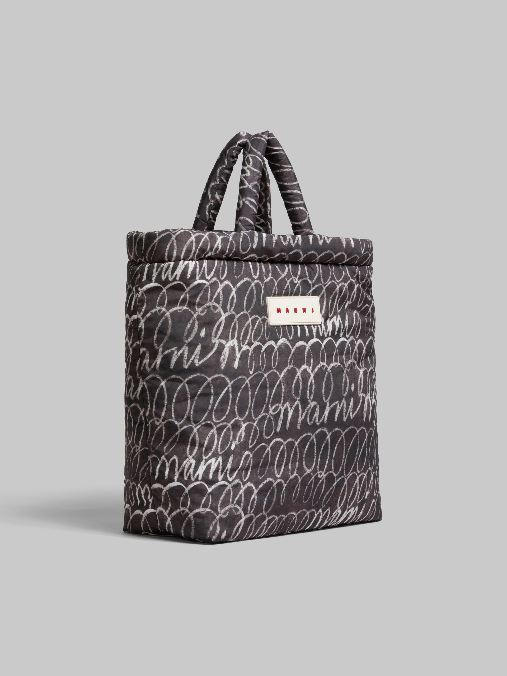 Tote bag imbottita nera con stampa Scribble Marni - Borse shopping - Image 5