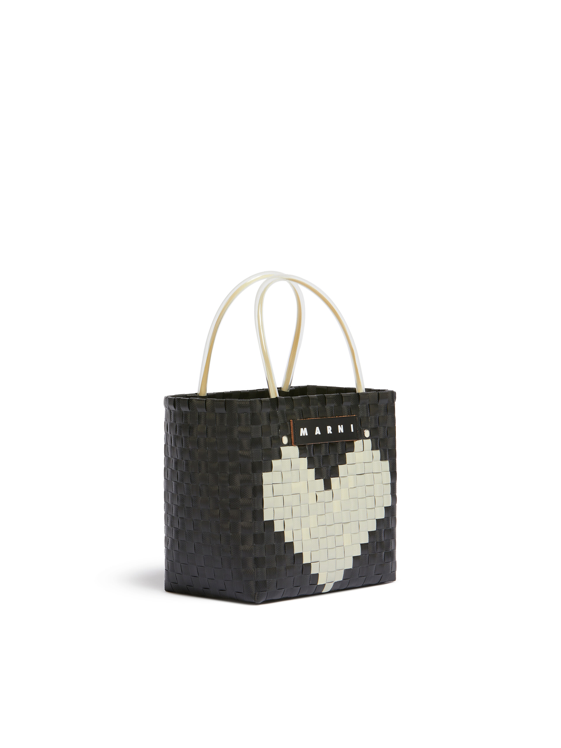 Marni Market Love Mini Basket Bag with black heart - Shopping Bags - Image 2