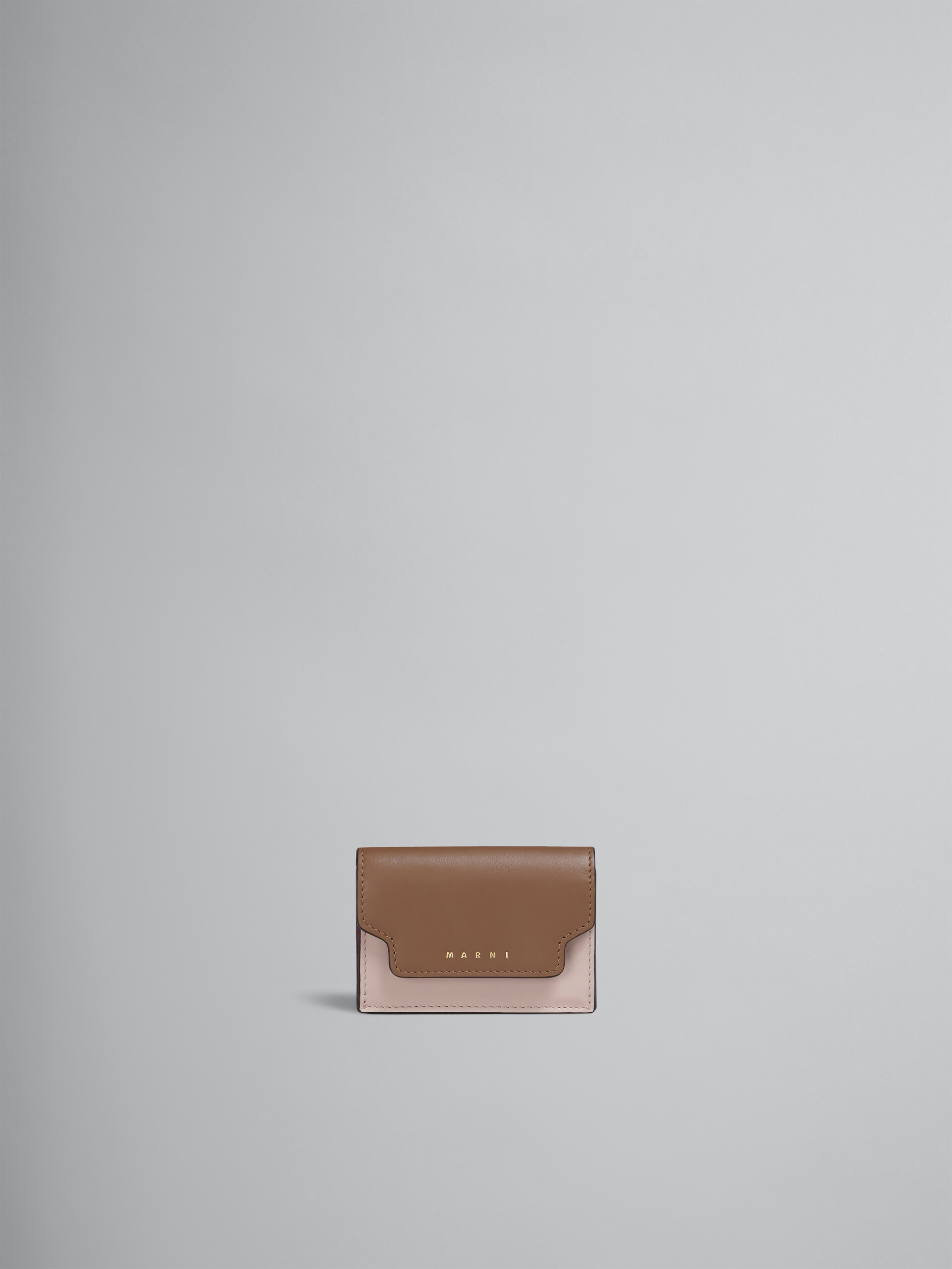 グレー、ホワイト、ブラウン レザー製三つ折りウォレット - 財布 - Image 1