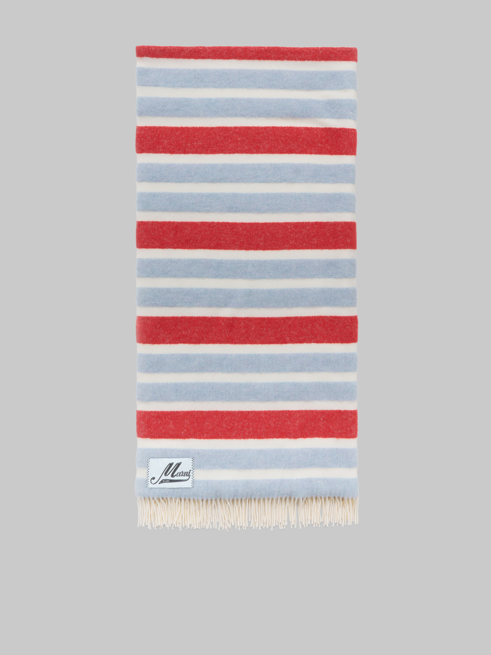 Light blue and red striped wool and alpaca throw - Other accessories - Image 3