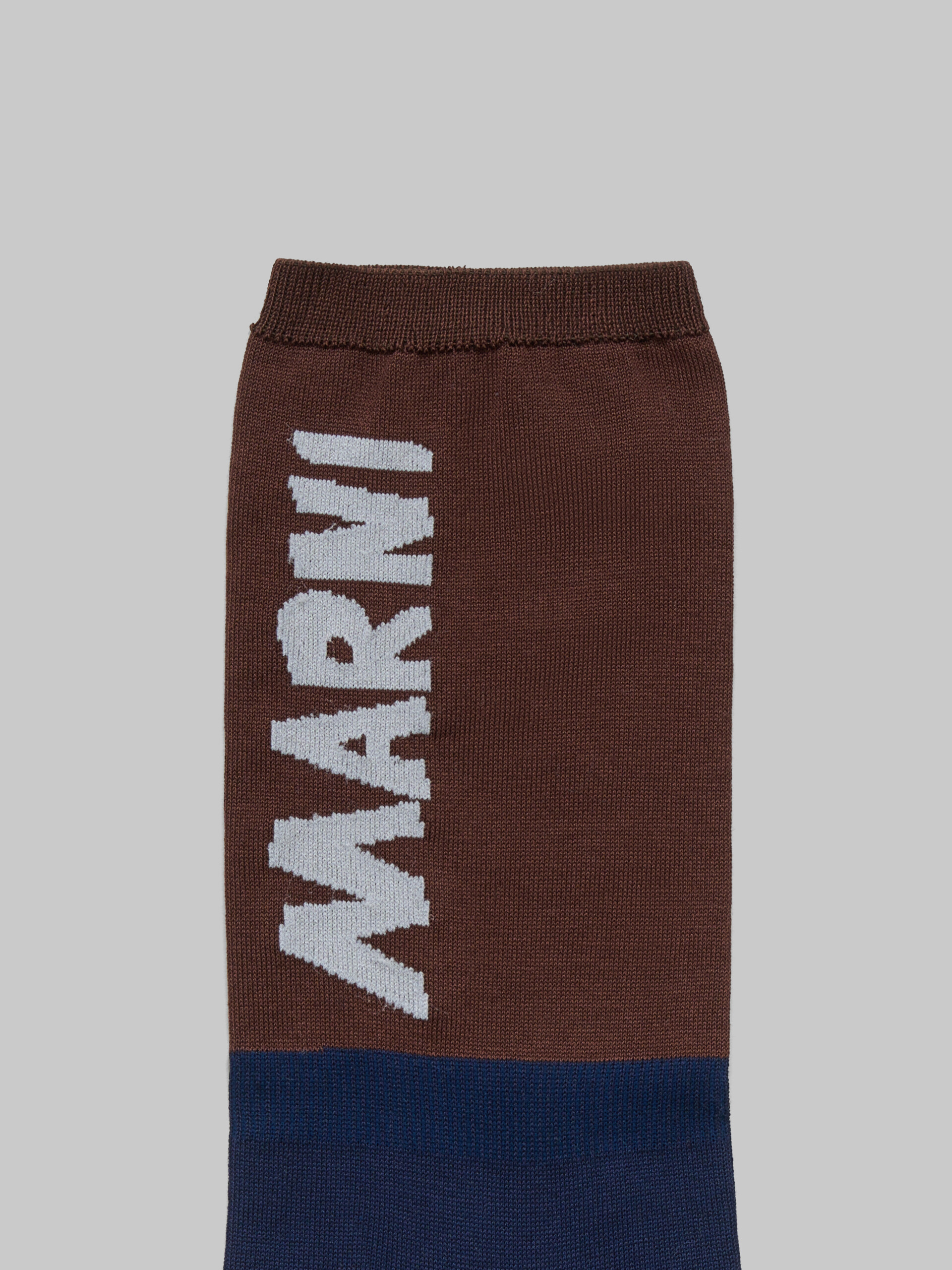 Chaussettes marron et bleu avec logo Marni - Chaussettes - Image 3