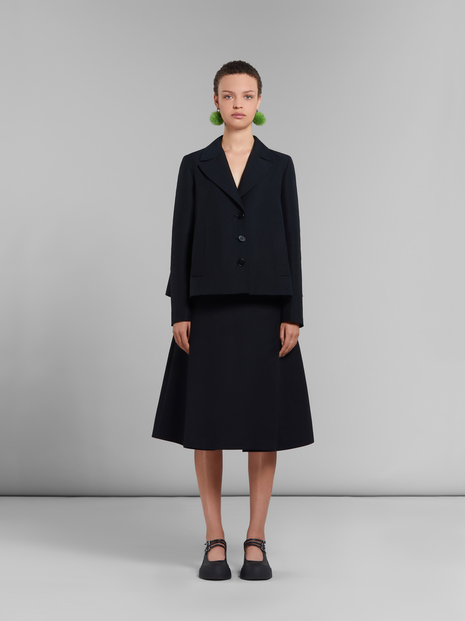 Falda midi negra de cady con maxiplisados - Faldas - Image 2