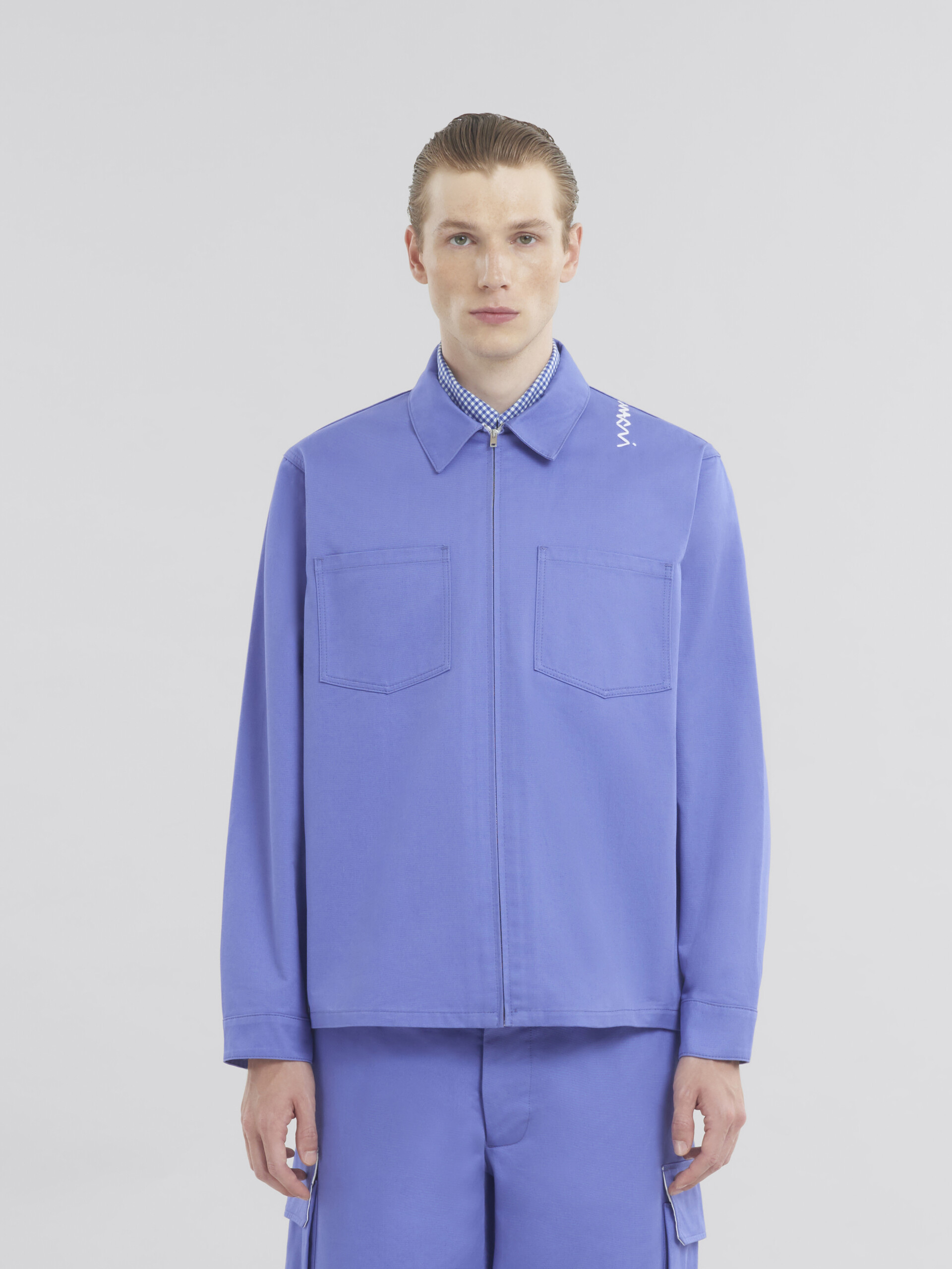 Indigo organic cotton shirt with Marni Symbol - Shirts - Image 2