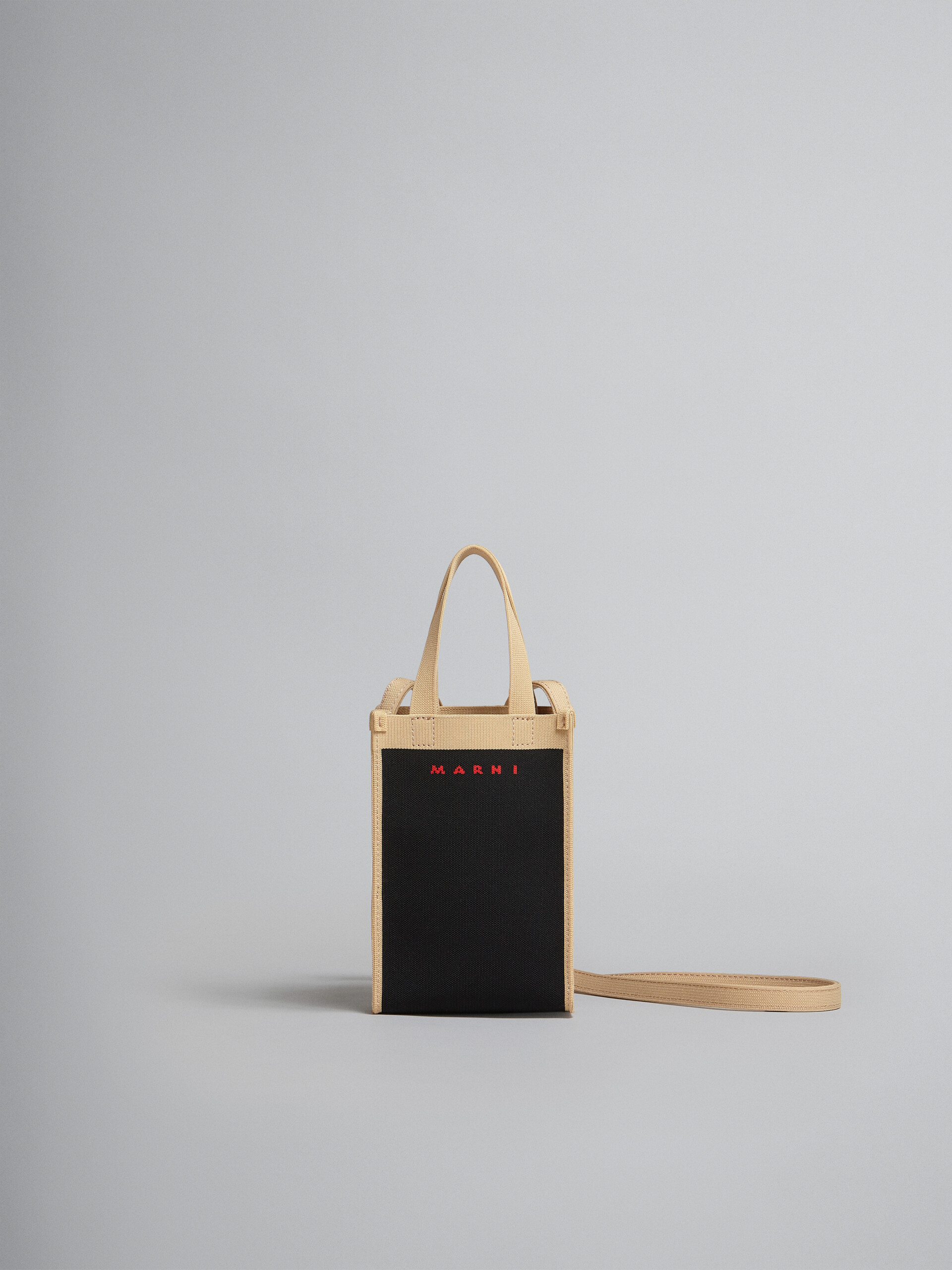 Black and beige Jacquard Mini Shoulder Bag - Shoulder Bag - Image 1