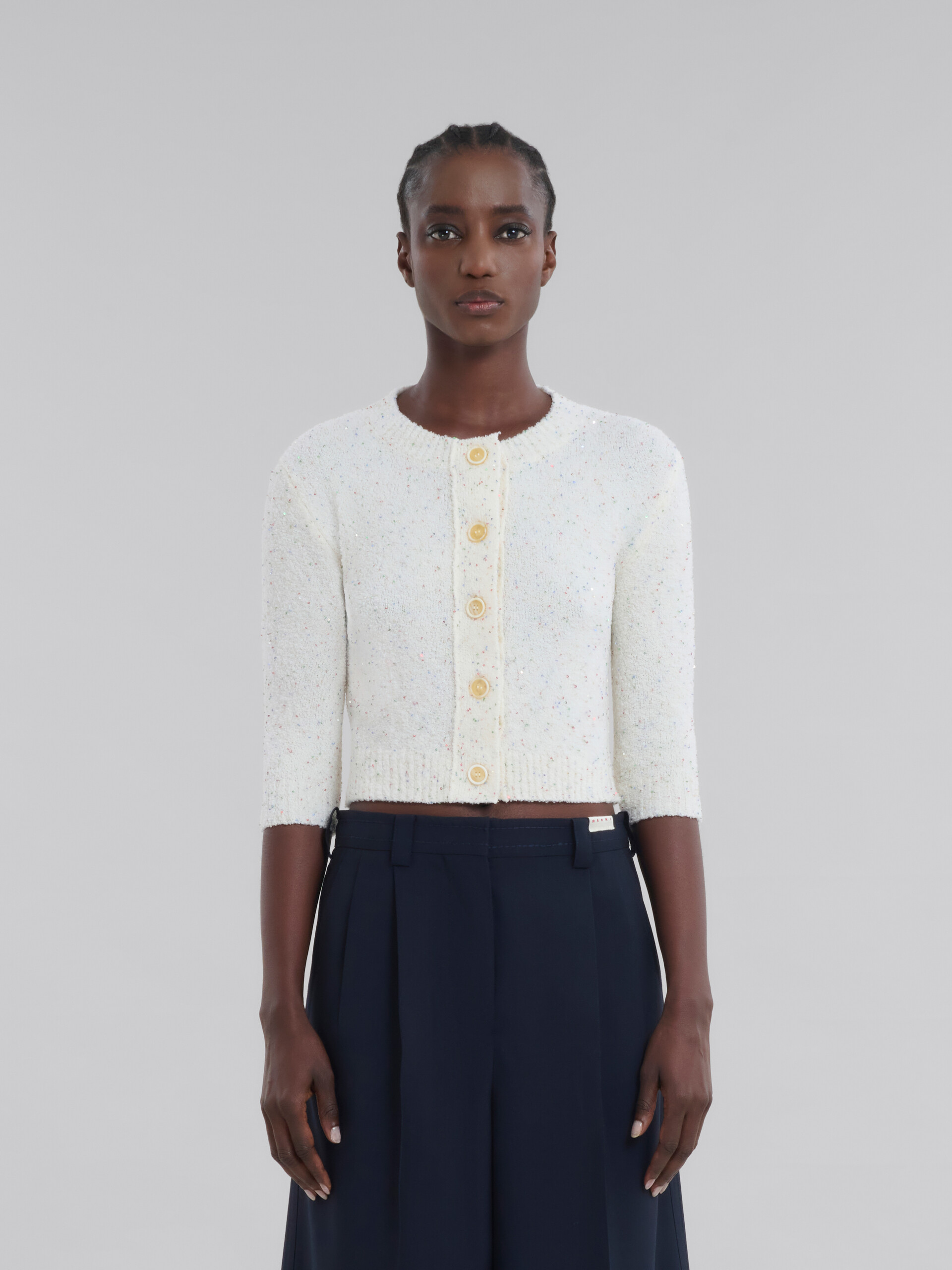 White sparkling wool cardigan - Pullovers - Image 2
