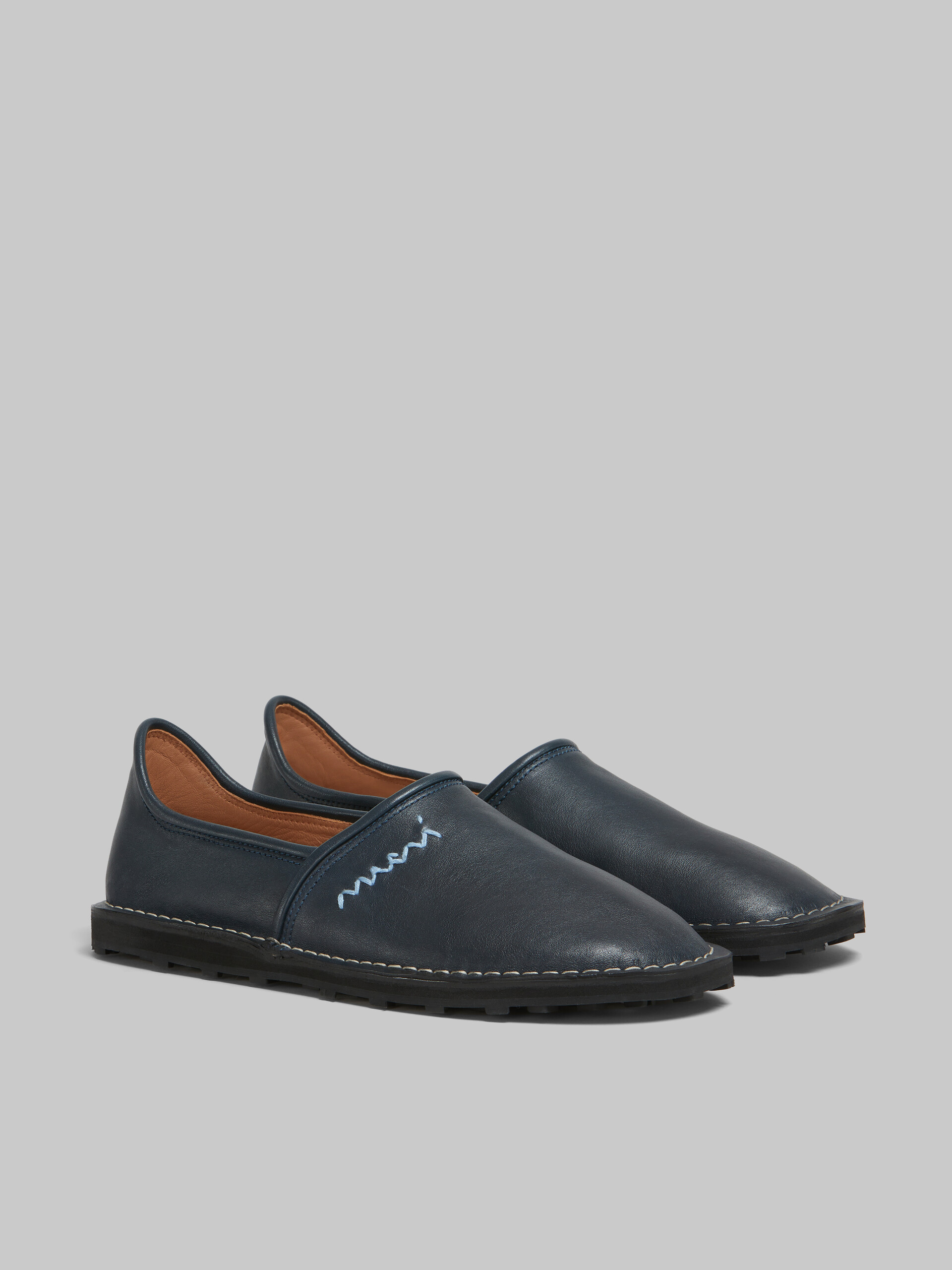 Blue leather slip-on loafer with Marni Symbol - Lace-ups - Image 2