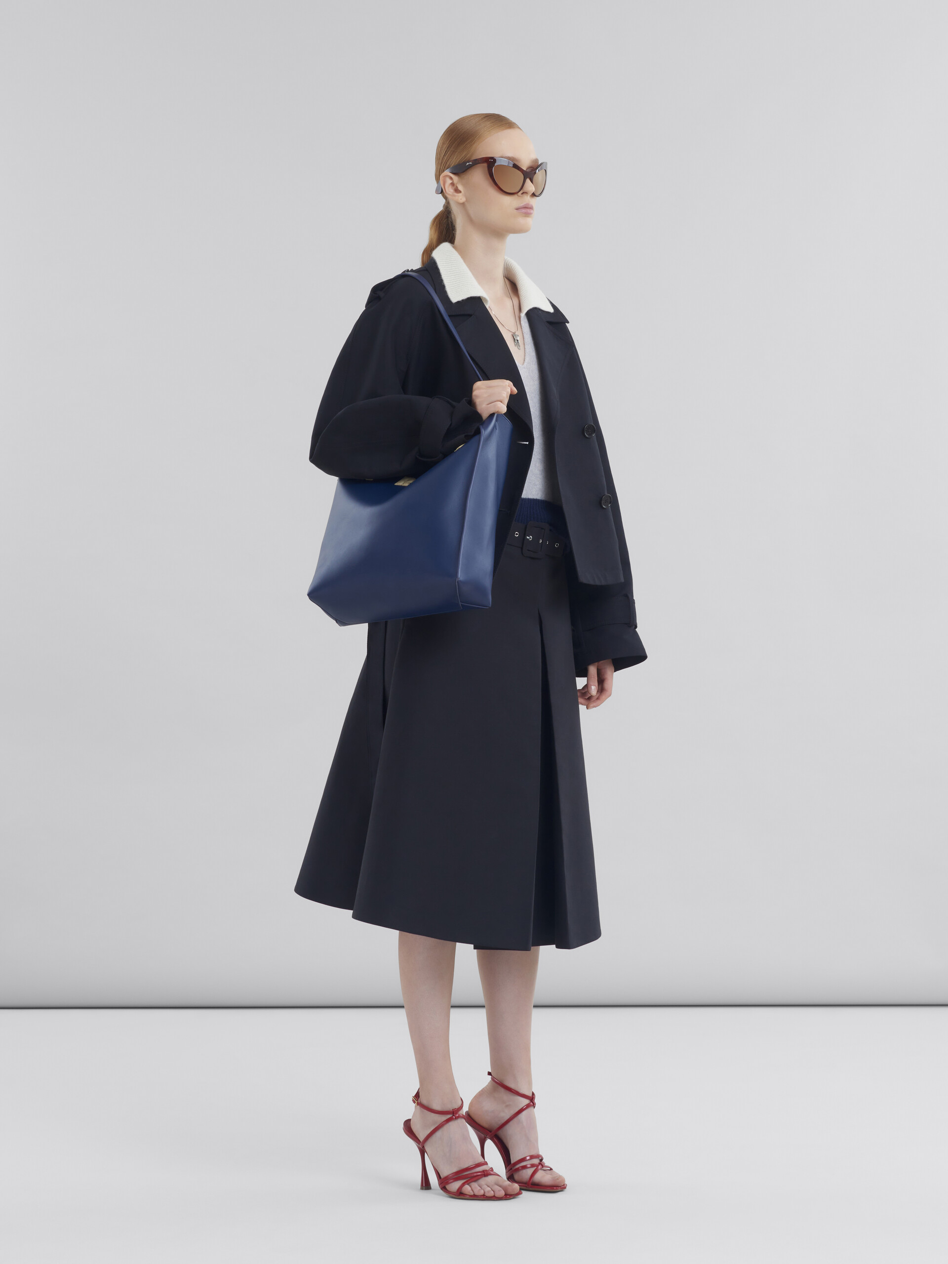 Short black cotton trench with Marni Symbol - Jackets - Image 6