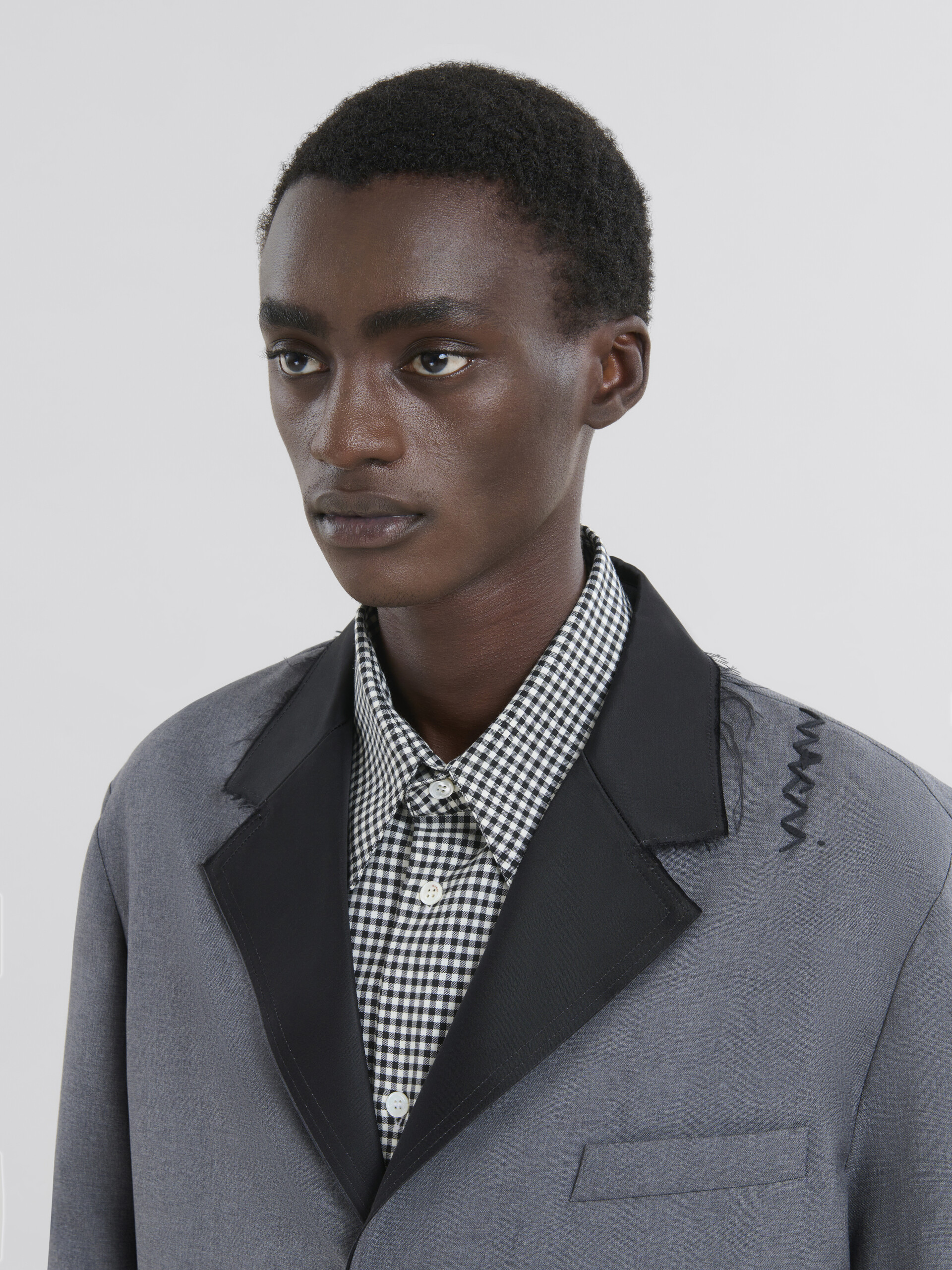 Grey single breasted wool jacket with Marni Symbol - Jackets - Image 4