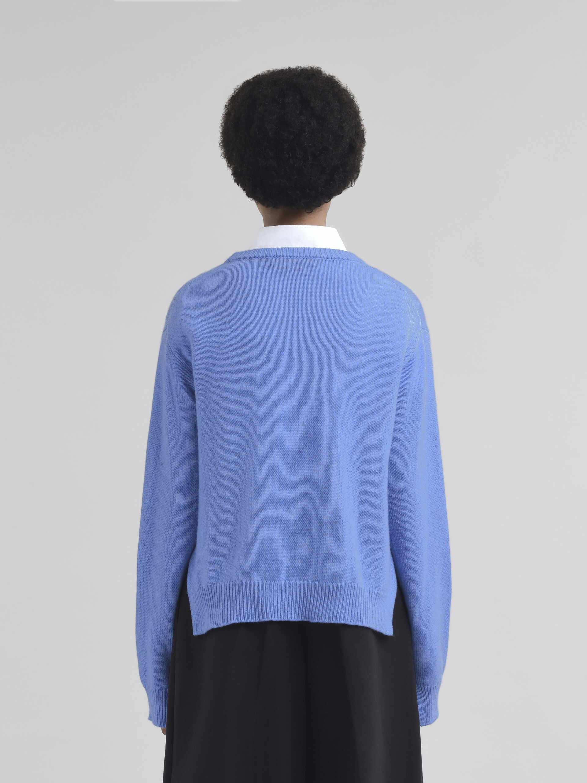 Indigo boxy cashmere jumper with Marni Symbol - Pullovers - Image 3