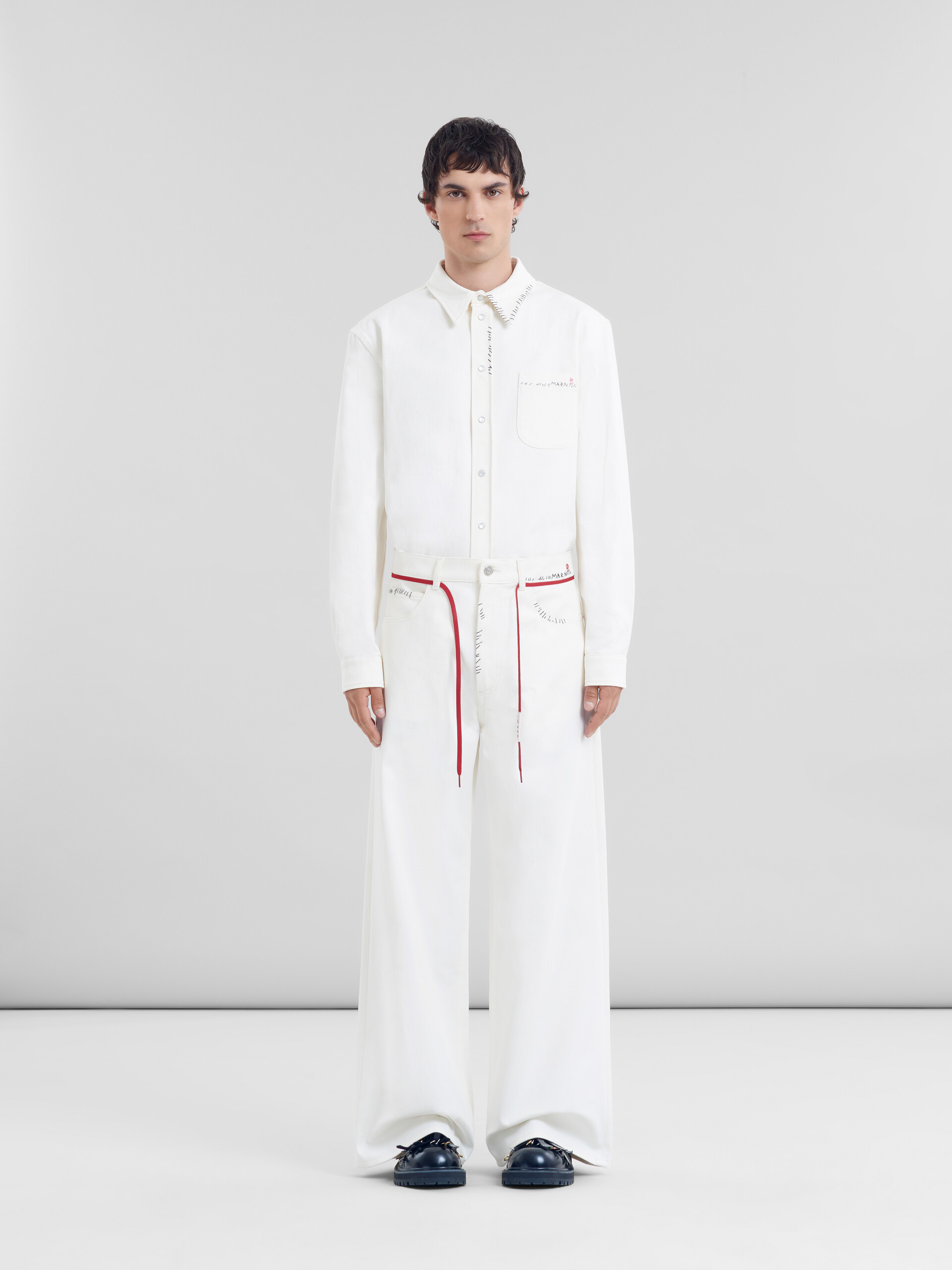 White drill trousers with Marni mending - Pants - Image 2