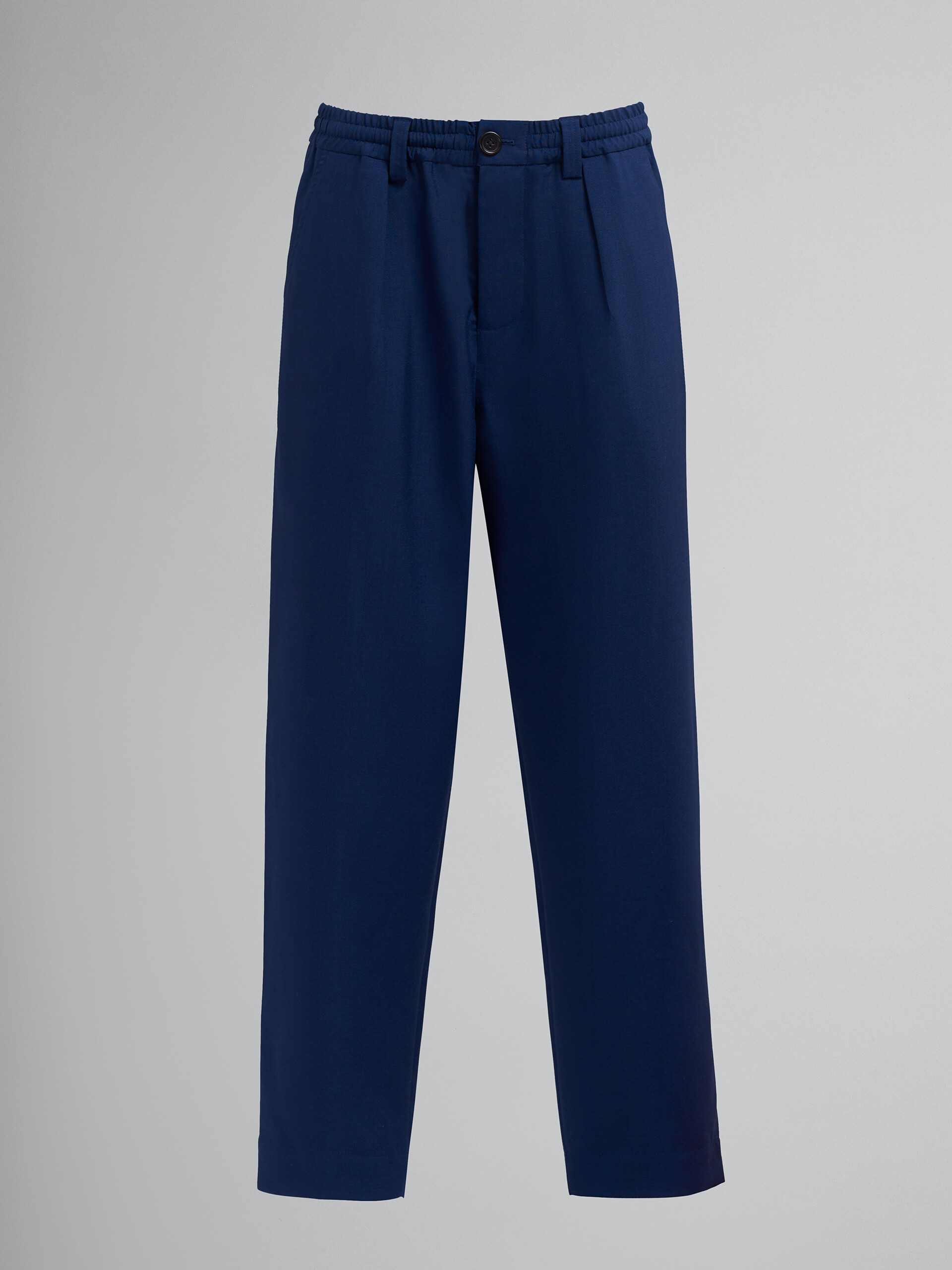 Blau-schwarze, kurz geschnittene Hose aus tropischer Wolle - Hosen - Image 1