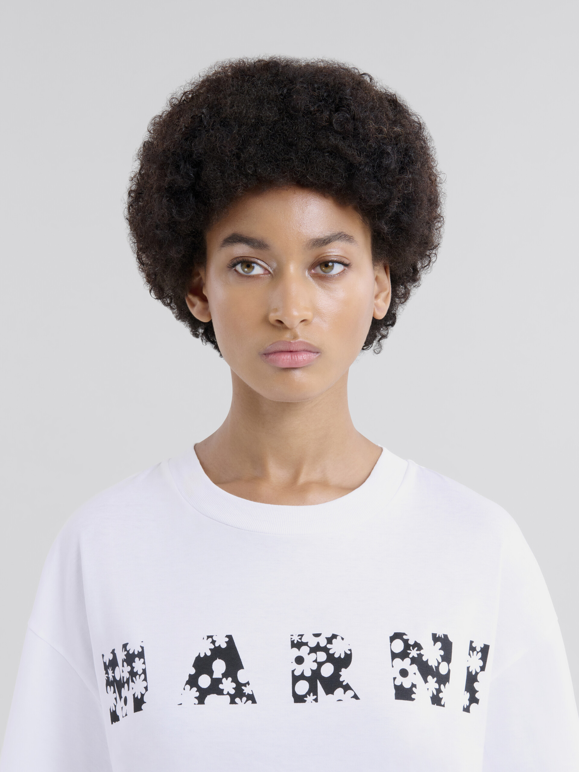 Indigo cotton T-shirt with Marni Pop Fields logo - T-shirts - Image 4