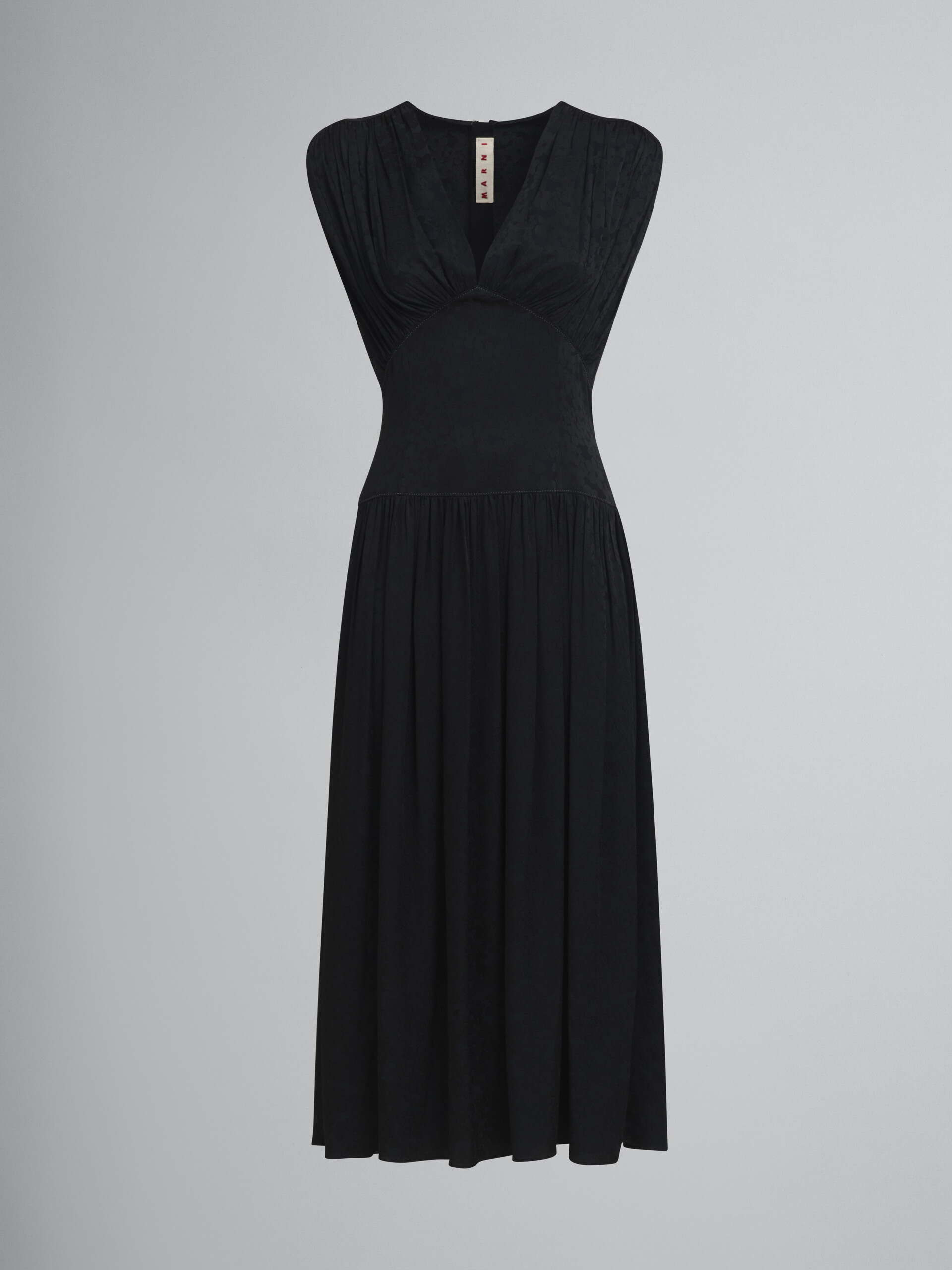 Black silk jacquard midi dress - Dresses - Image 1