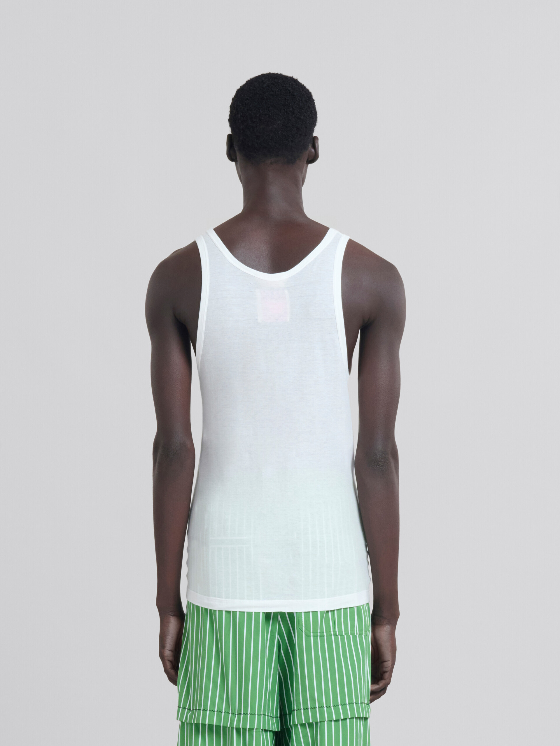T-shirt sans manches en coton organique blanc avec motif - T-shirts - Image 3
