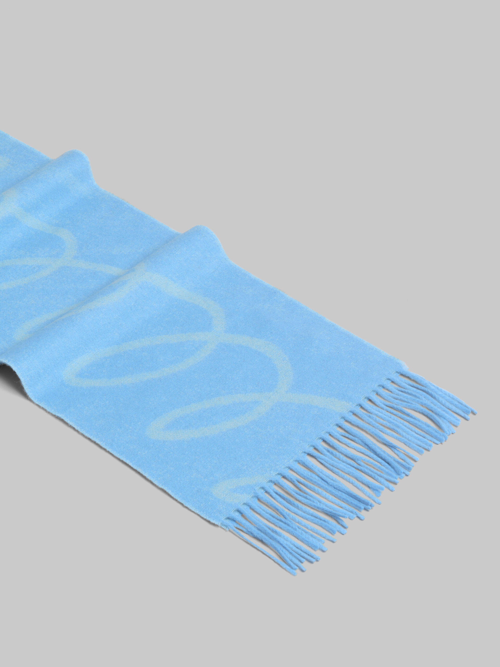 Blue wool-cashmere scarf with Echoes motif - Scarves - Image 3