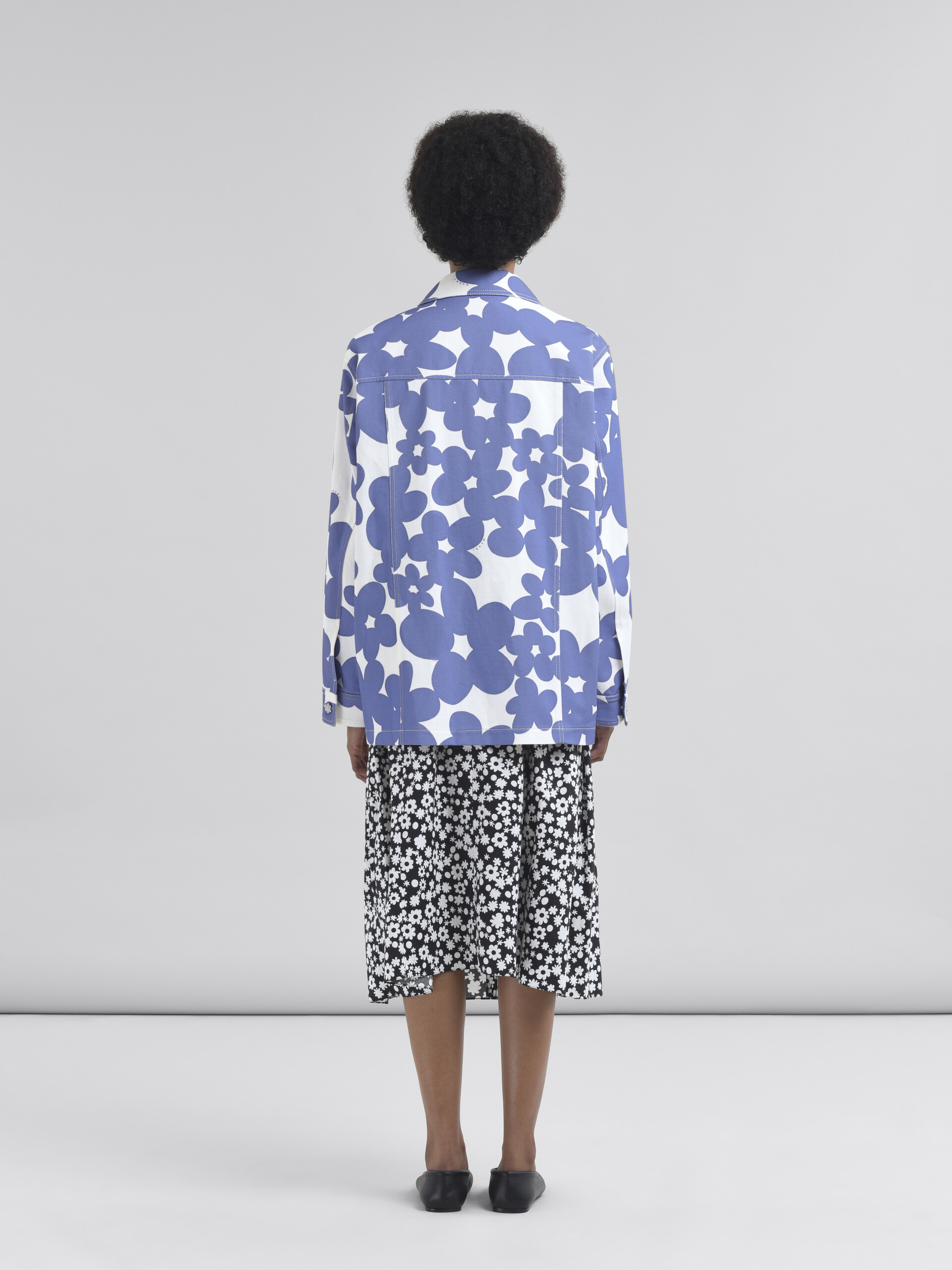 Cotton jacket with white and light blue Dillies print - Jackets - Image 3