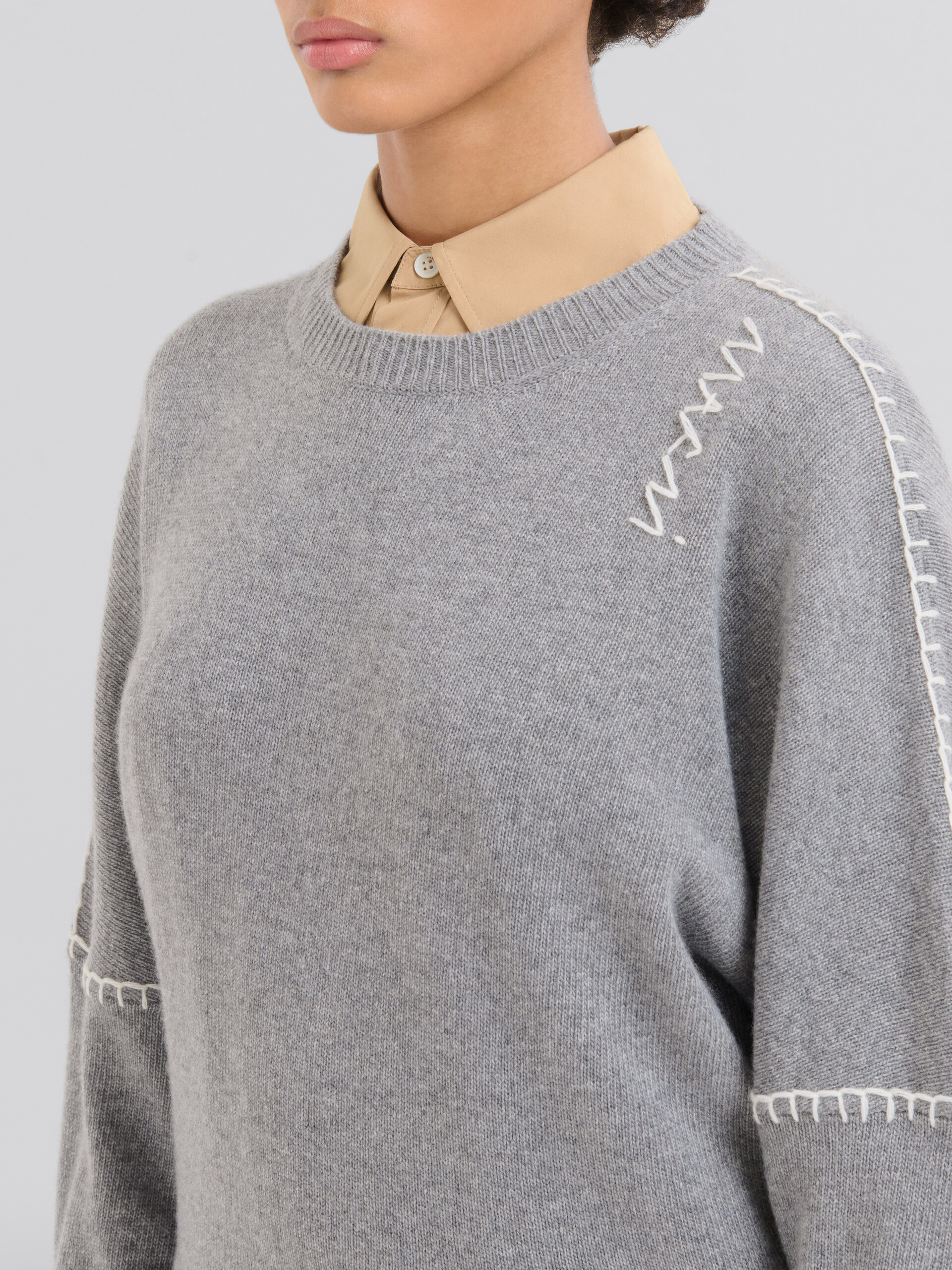 Light pink wool and cashmere crew neck jumper with Marni Symbol - Pullovers - Image 4