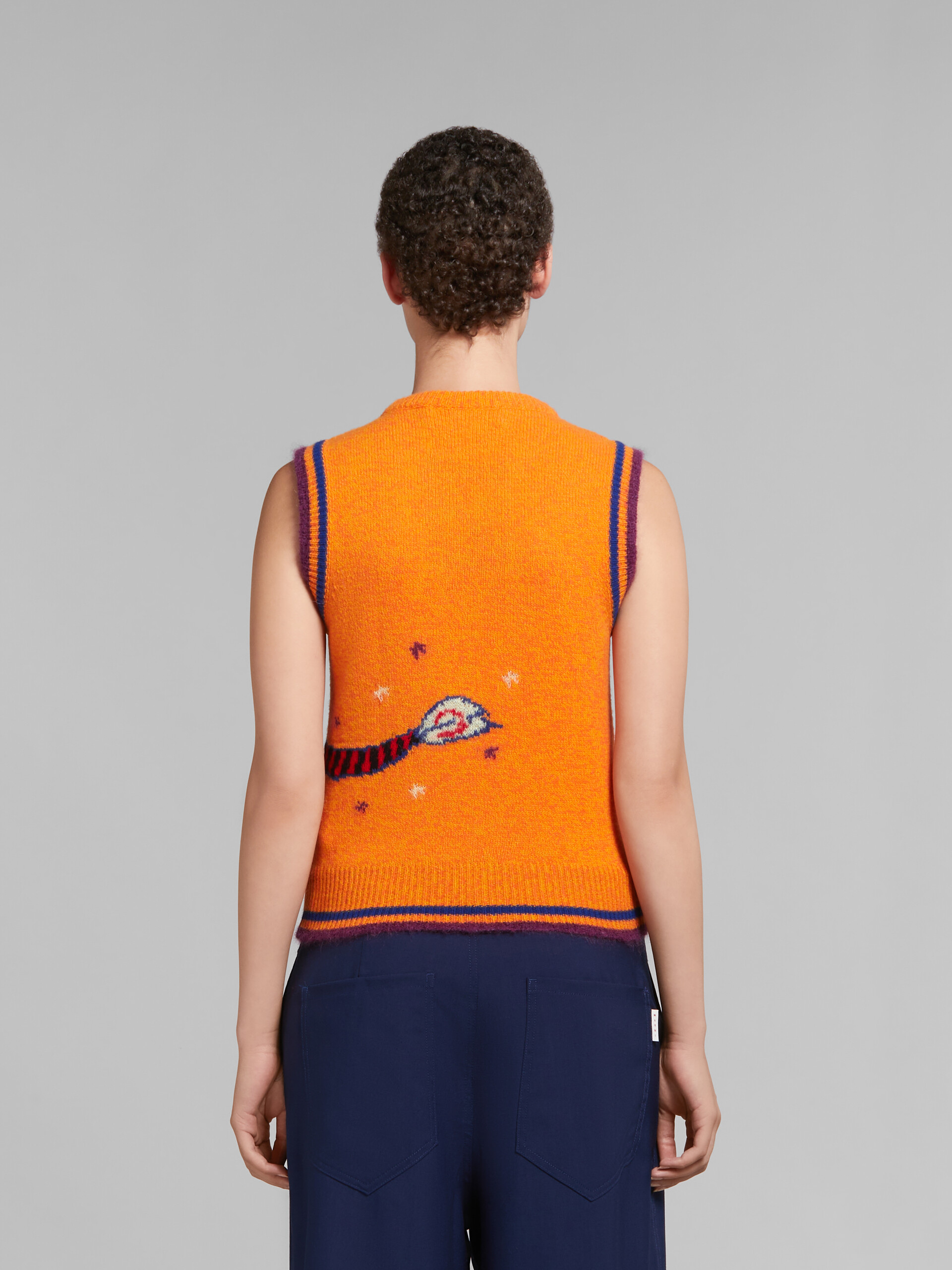 Jersey sin mangas naranja de lana y cachemira con dragón de jacquard - jerseys - Image 3