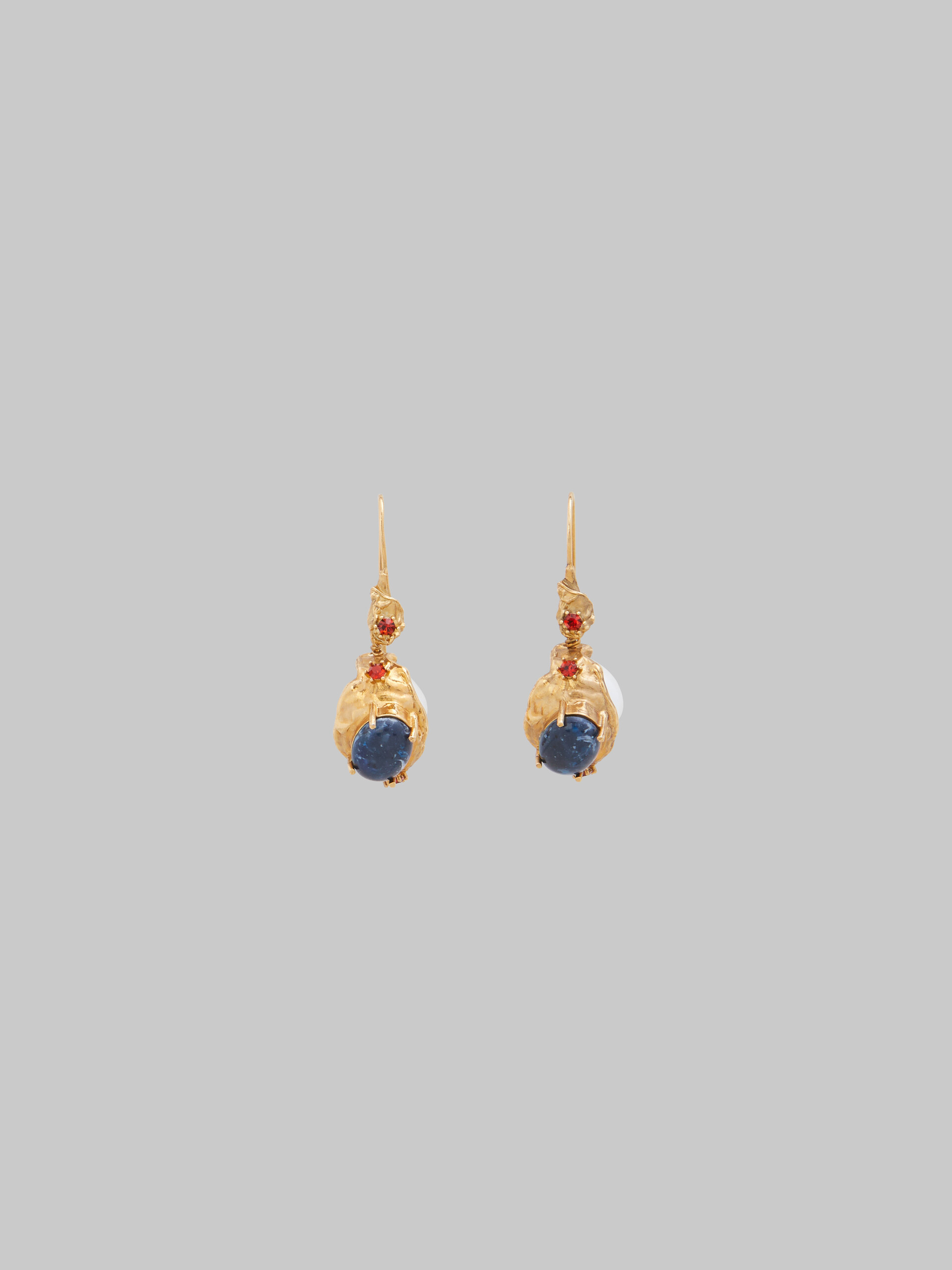 Pendientes de gancho con perlas y piedras azules - Pendientes - Image 1