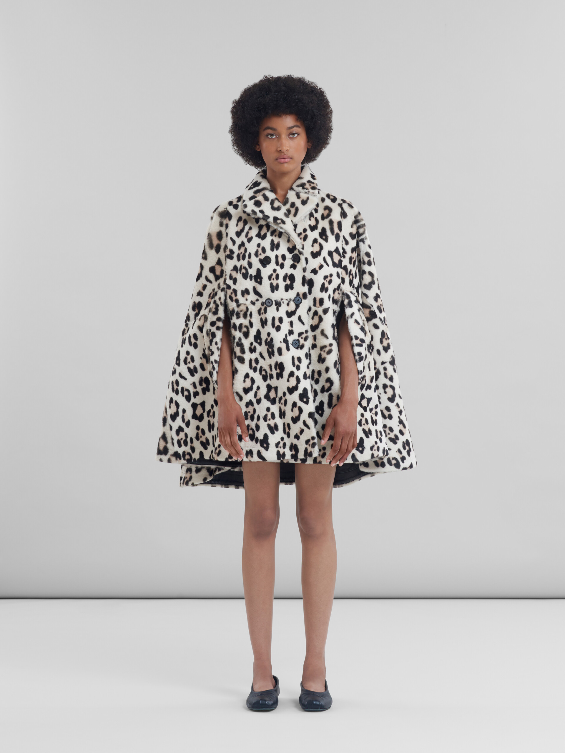 Shorn shearling cape with animalier print - Jackets - Image 2