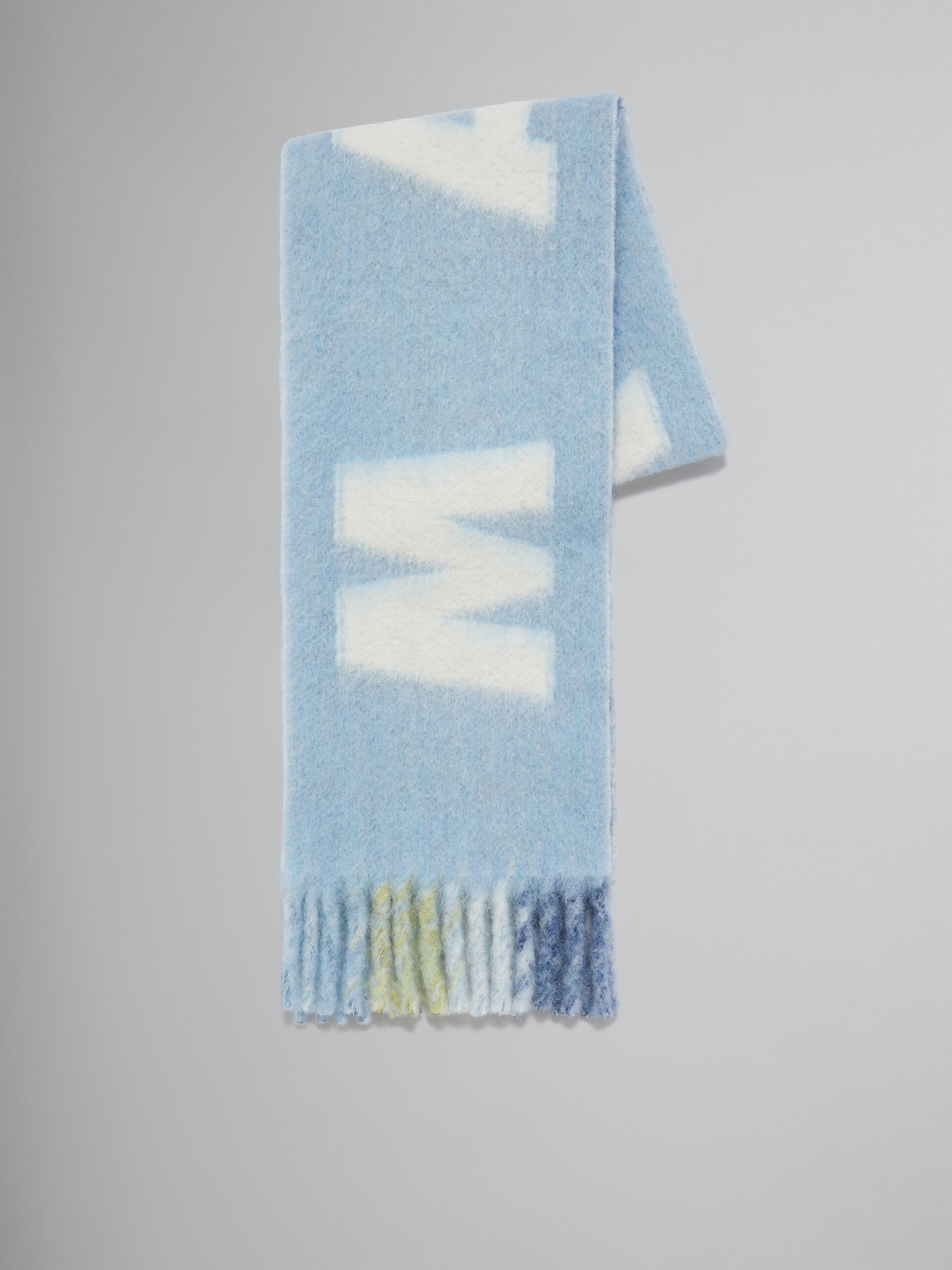 Écharpe bleu clair en mohair et laine avec maxi logo - Écharpes - Image 1