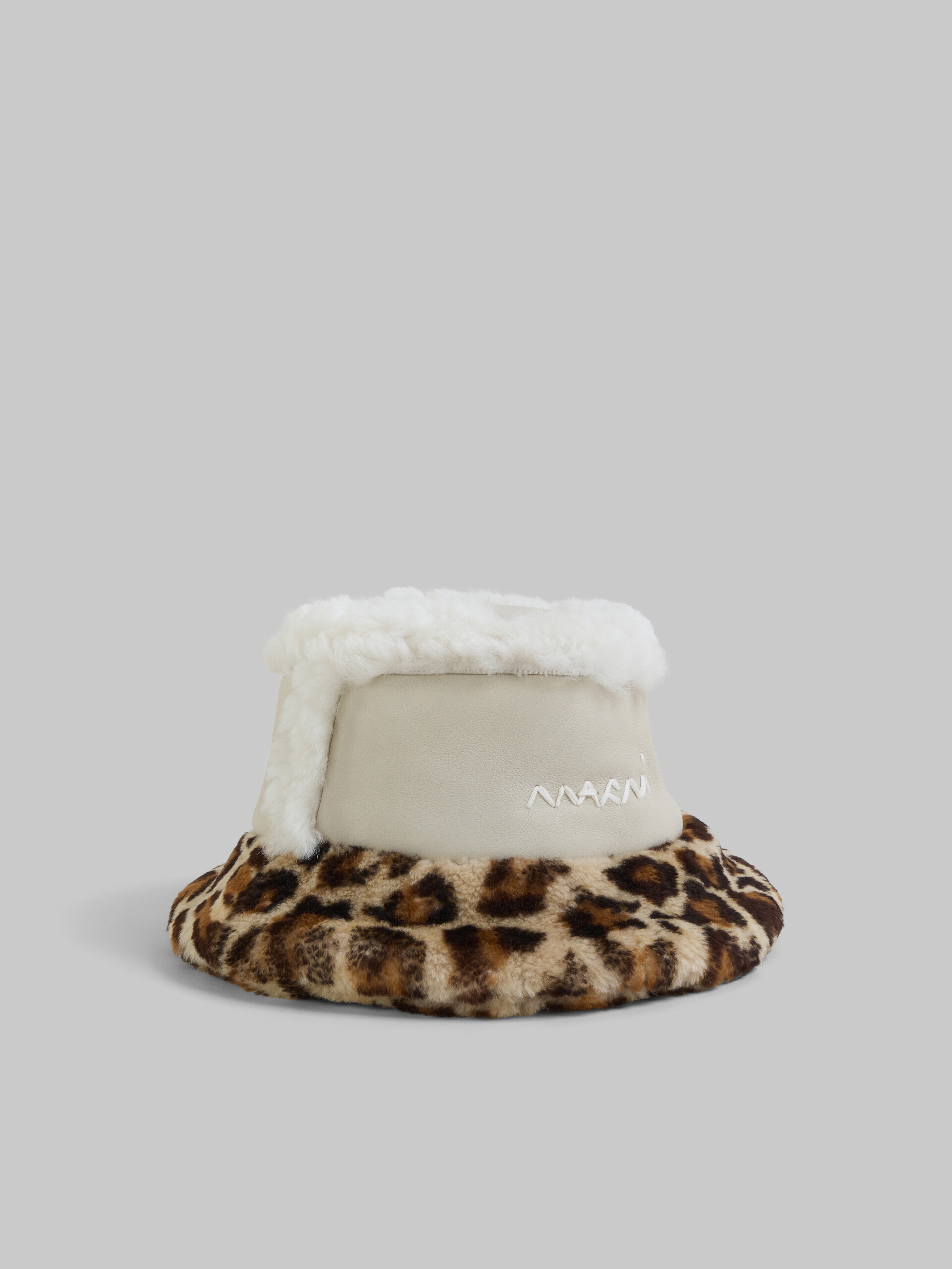 Cappello bucket in pelle e shearling - Cappelli - Image 1