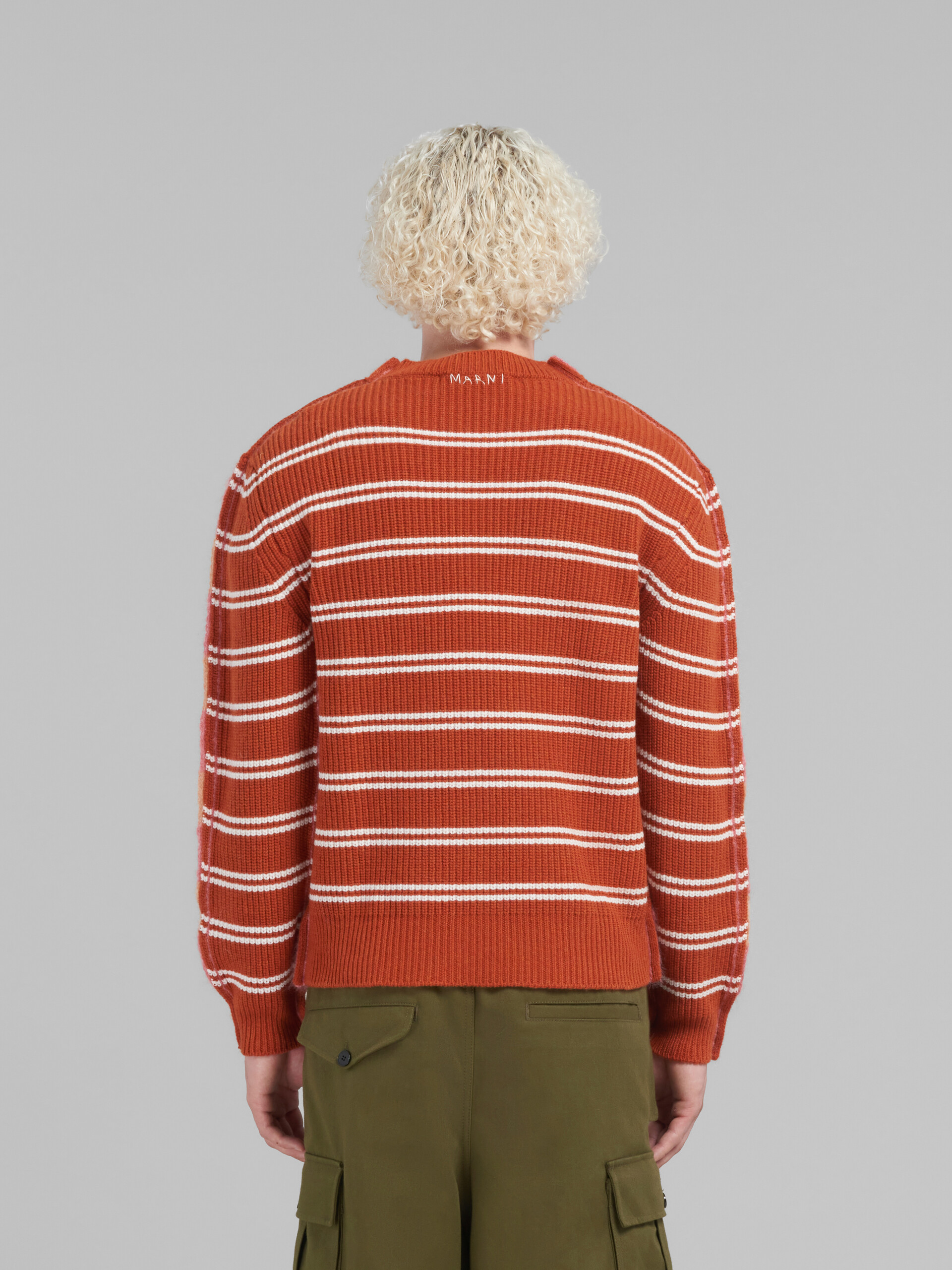 Green mohair and wool jumper with mixed stripes - Pullovers - Image 3