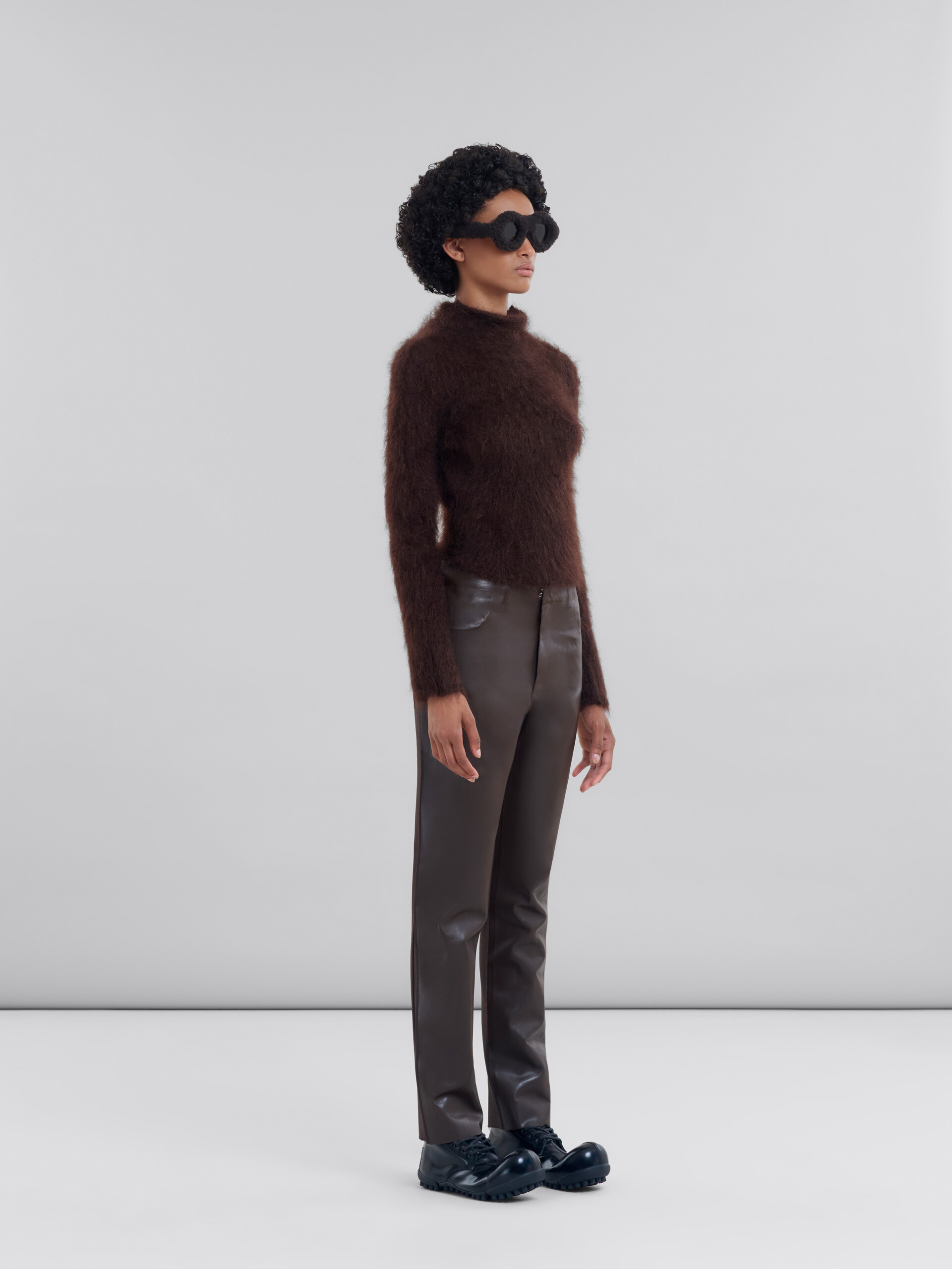 Brushed brown mohair turtleneck - Pullovers - Image 5