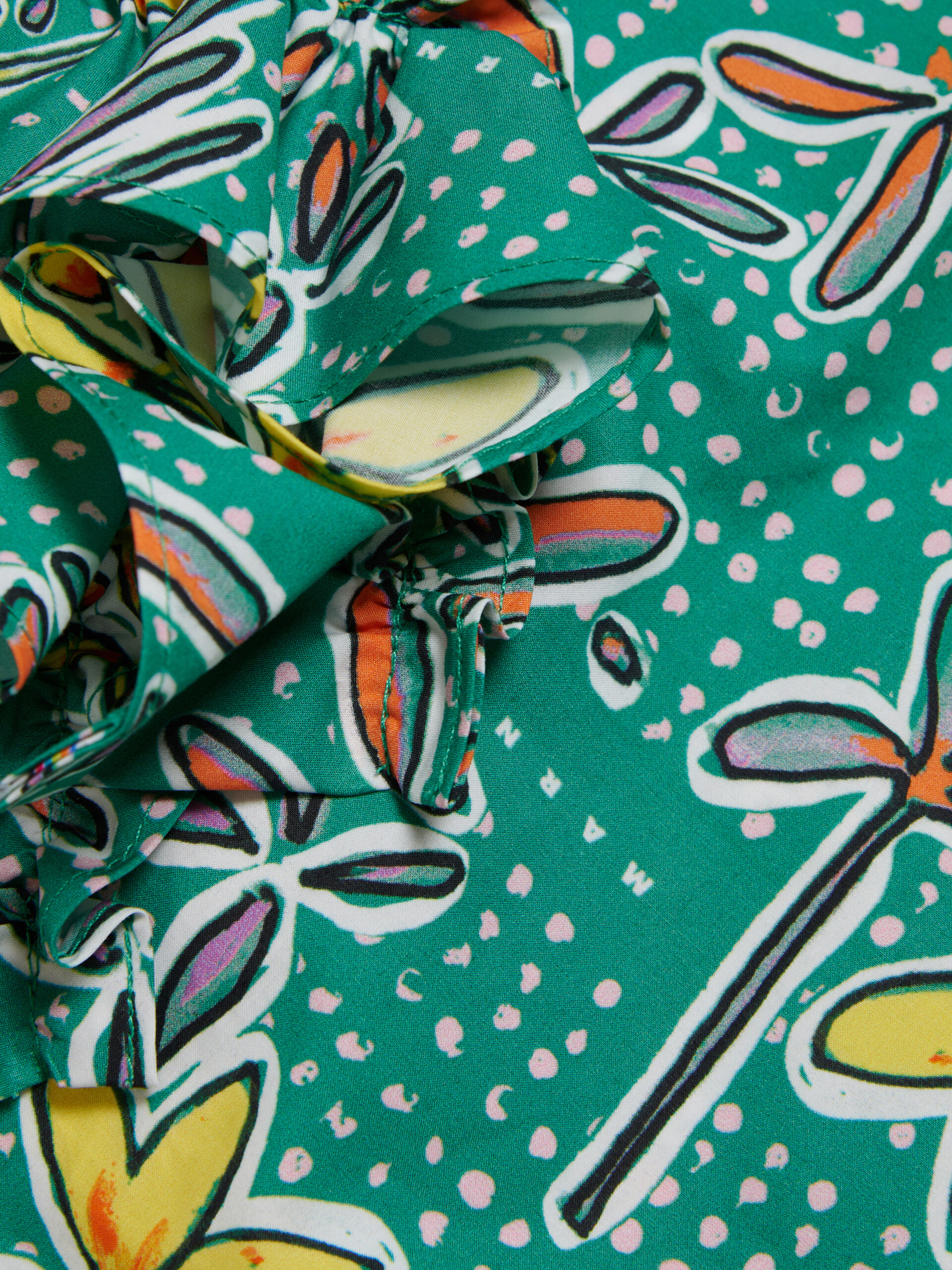 Vestido de popelina verde con estampado Carioca - Vestidos - Image 3