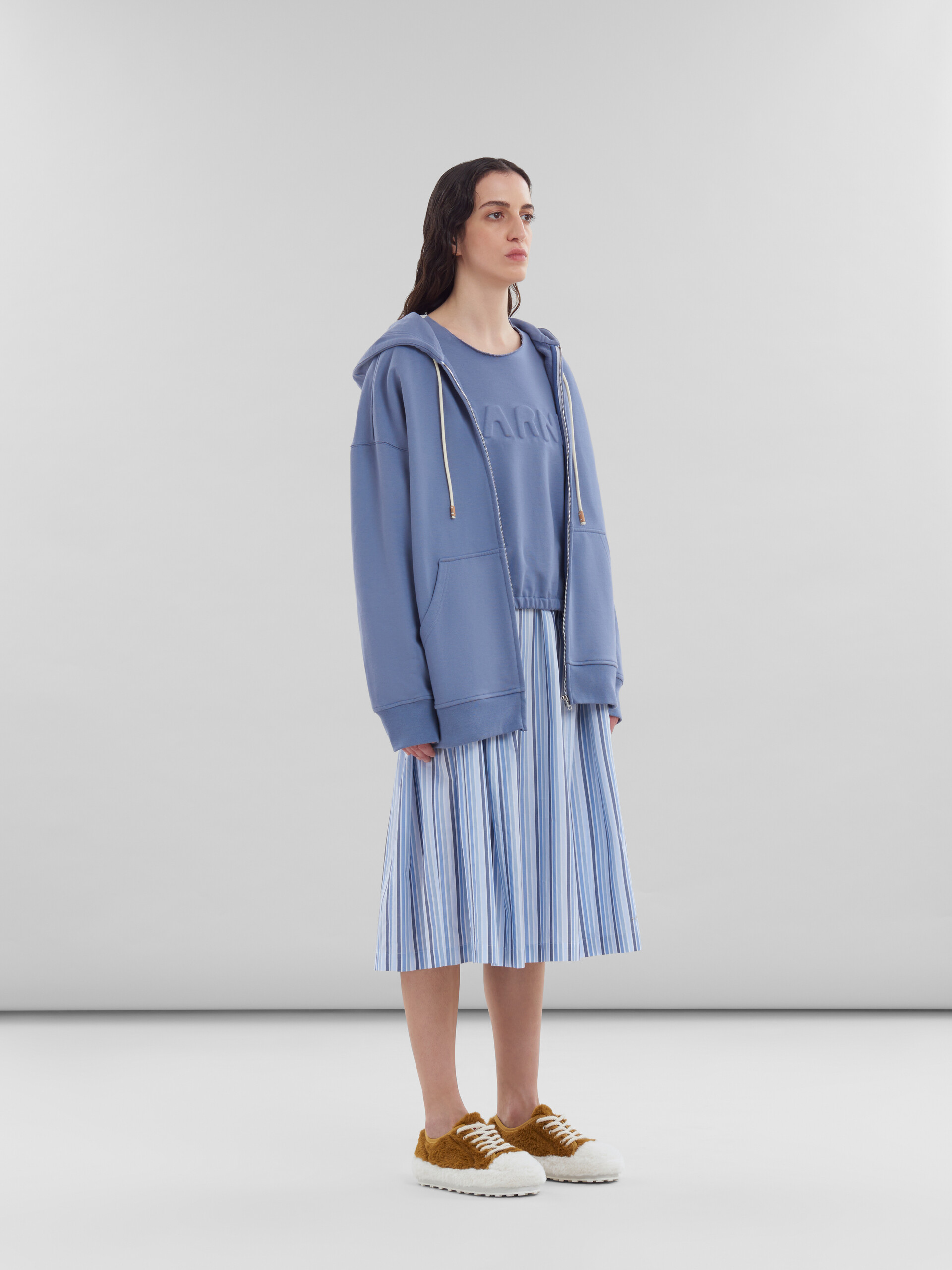 Blue organic cotton hoodie with Marni print - Sweaters - Image 5