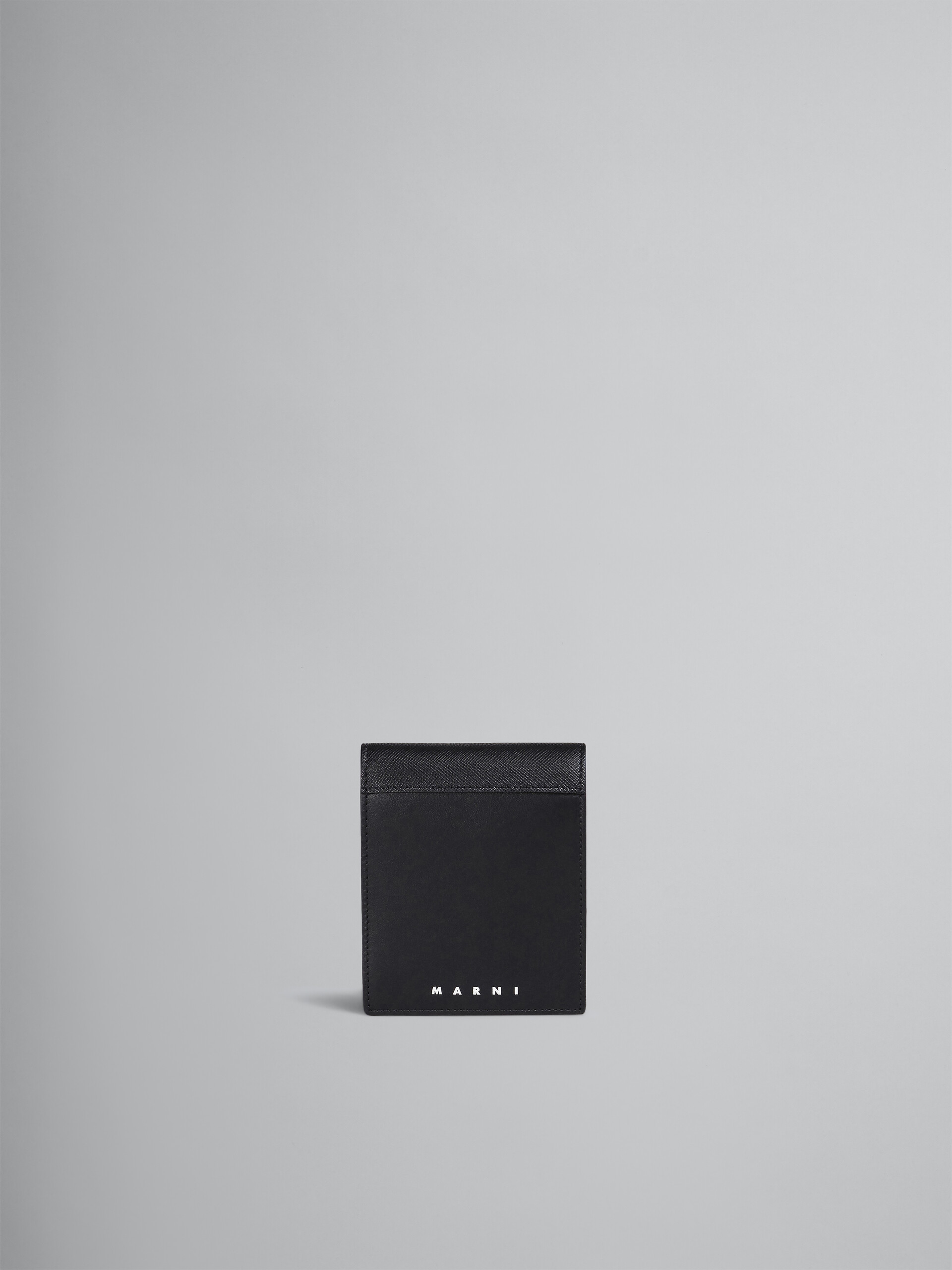 ブラック サフィアーノカーフレザー製 二つ折り財布 - 財布 - Image 1
