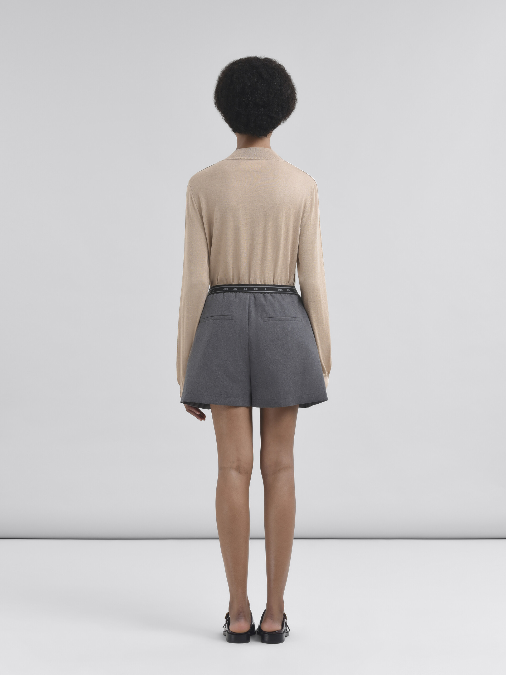 Grey wool shorts with Marni Symbol - Pants - Image 3